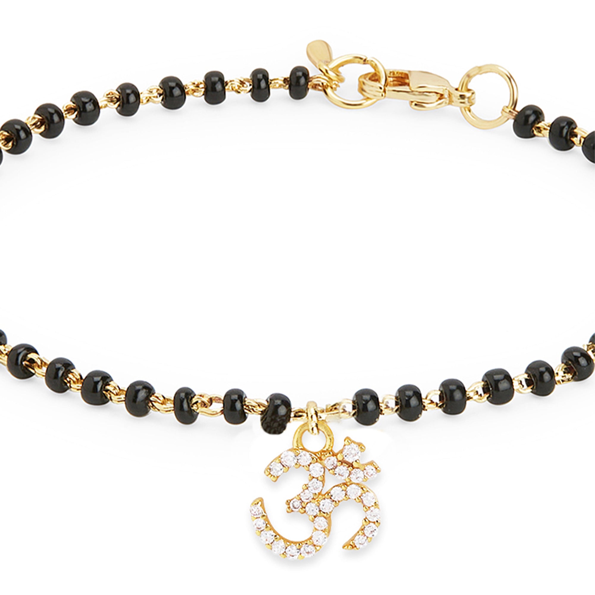 Gold-Plated Crystals Studded & Beaded Bracelet for Women's & Girls