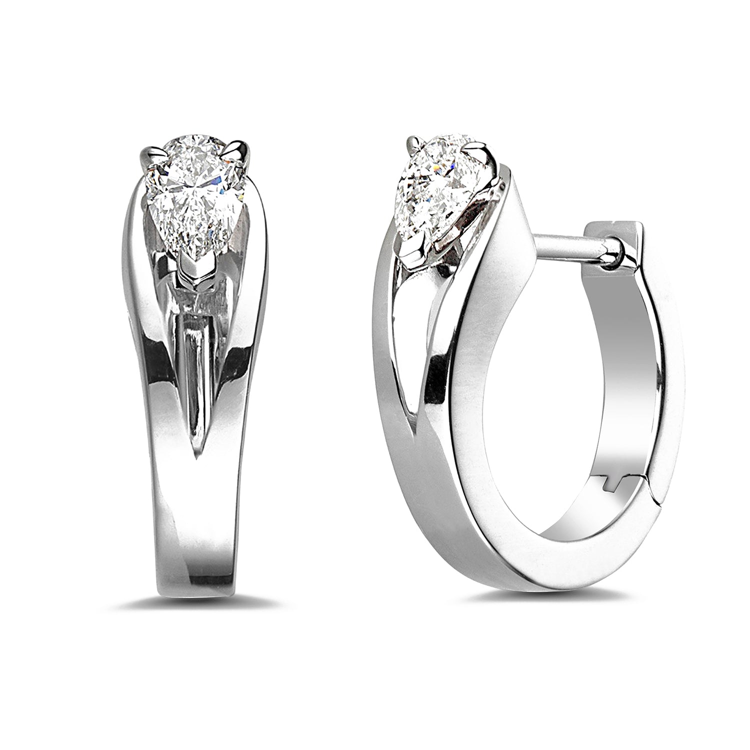 Pear Crystal Solitaire Huggie