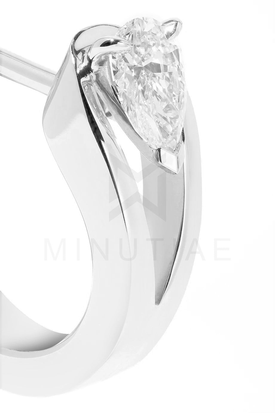 Pear Crystal Solitaire Huggie