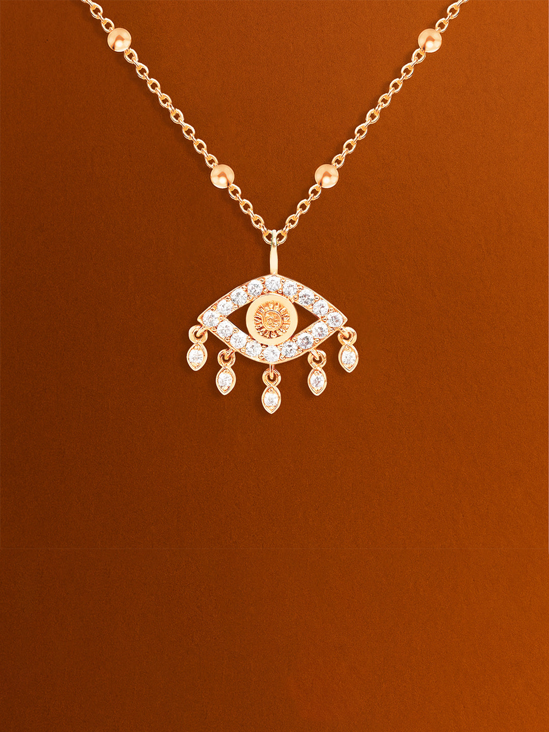 AIKA BY MINUTIAE 18K Gold Plated Evil Eye shaped Necklace for Women & Girls