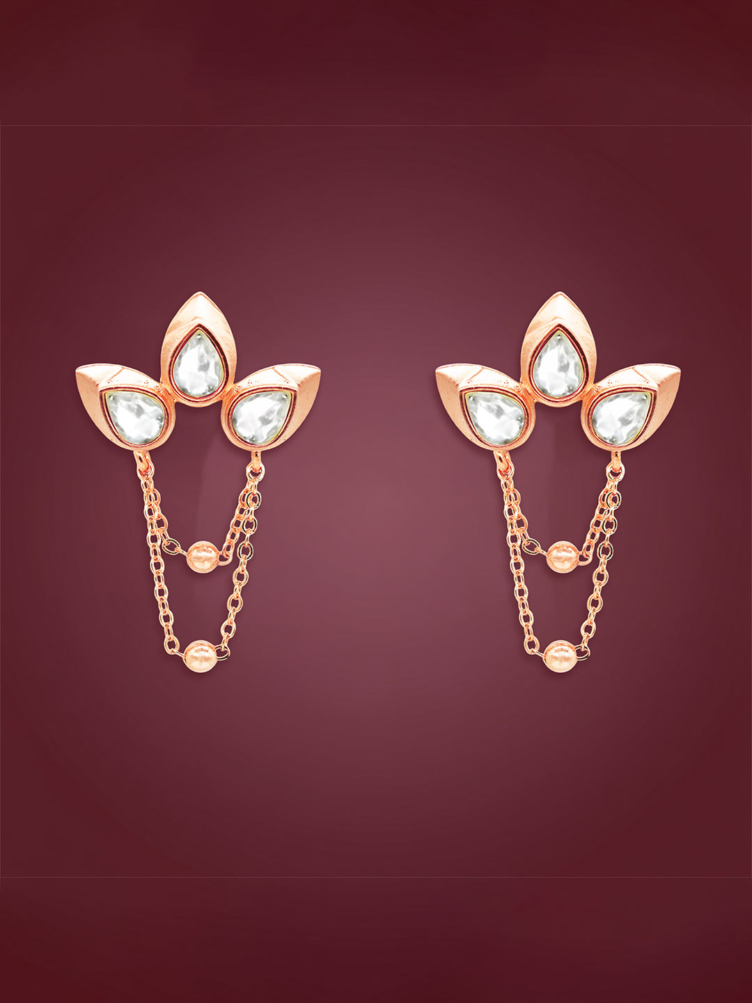 AIKA BY MINUTIAE 18K Women Gold Plated Floral Studs Earrings