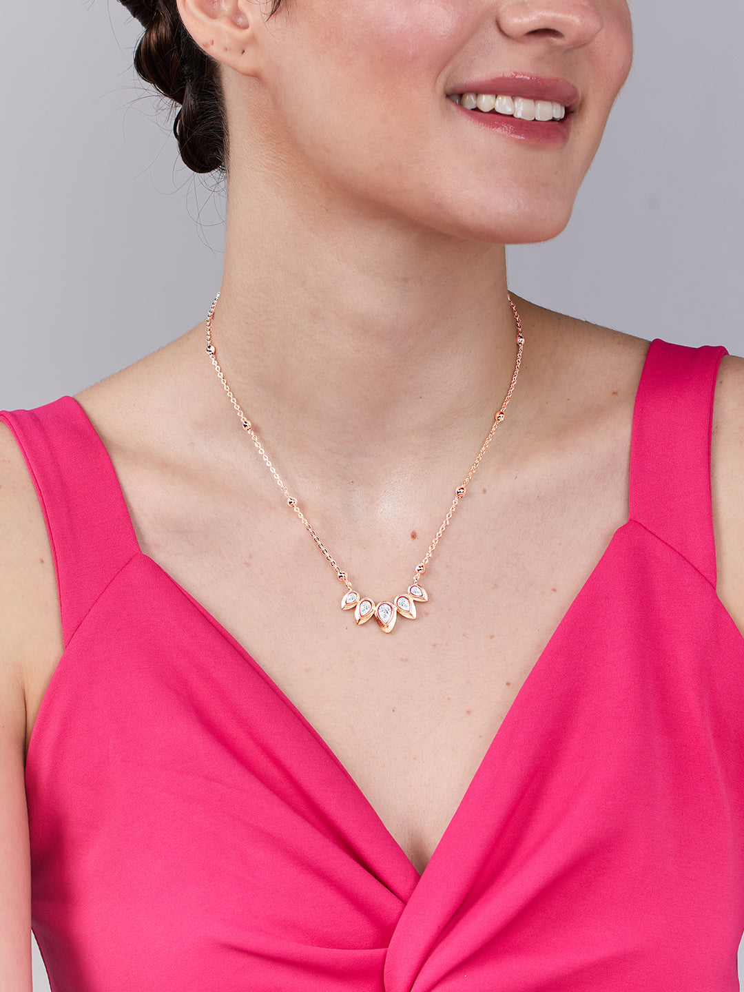 AIKA BY MINUTIAE 18K Women Brass Gold-Plated Drop Shaped Stone Necklace