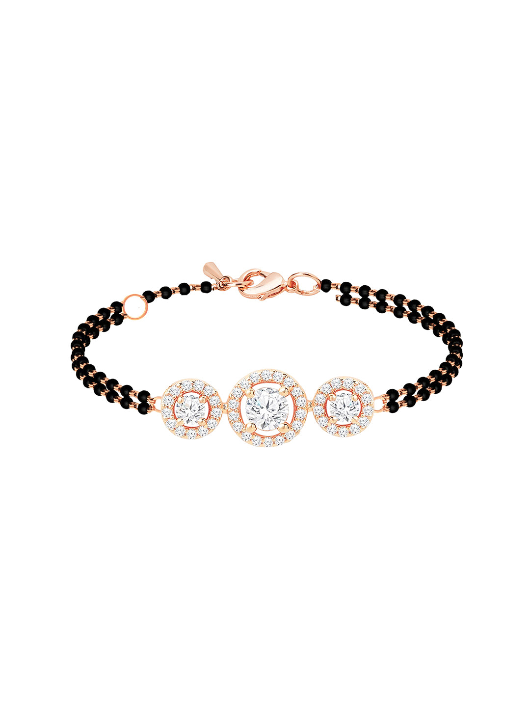 MINUTIAE Gold-Plated Crystals Studded and Beaded Wraparound Mangalsutra Bracelet