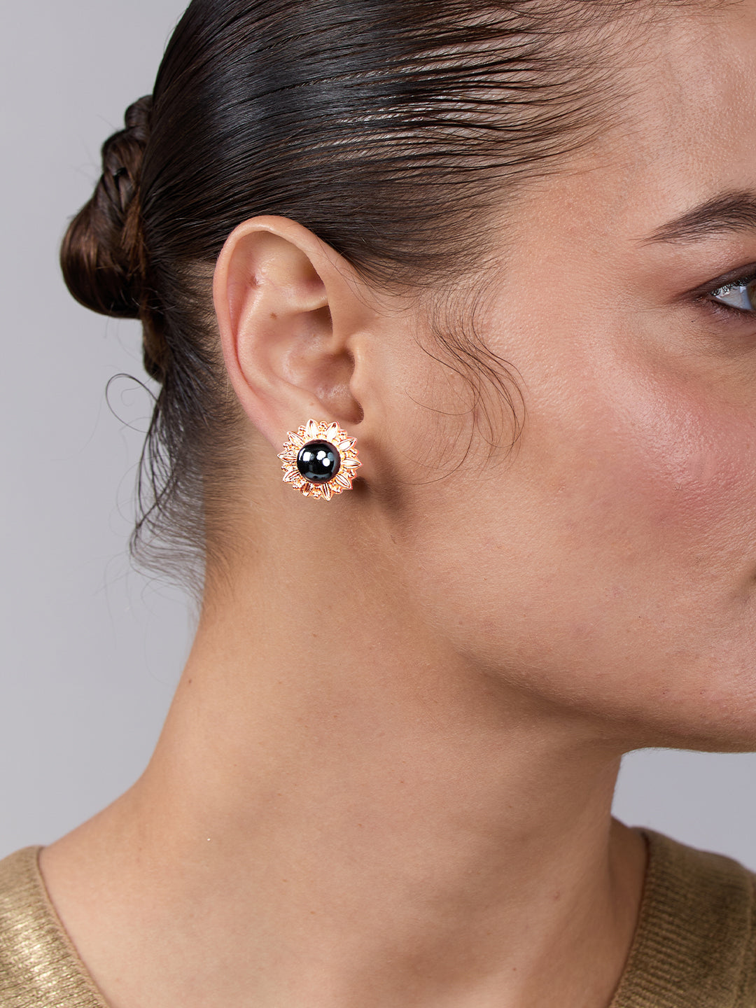 AIKA BY MINUTIAE 18K Gold Plated Black Pearl Earring for Women