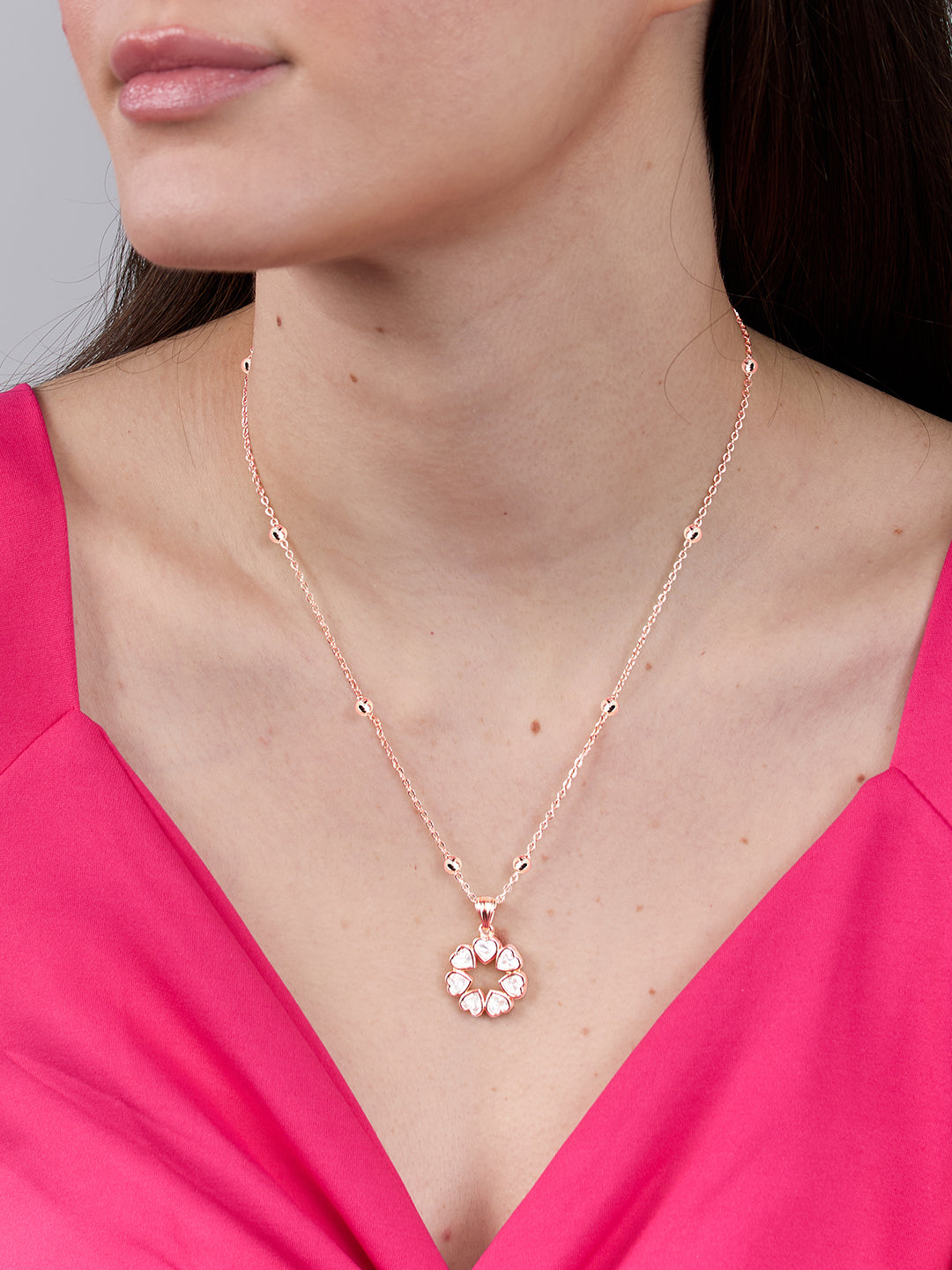 AIKA BY MINUTIAE 18K Gold Plated Chain Round Heart shaped Necklace for Women & Girls