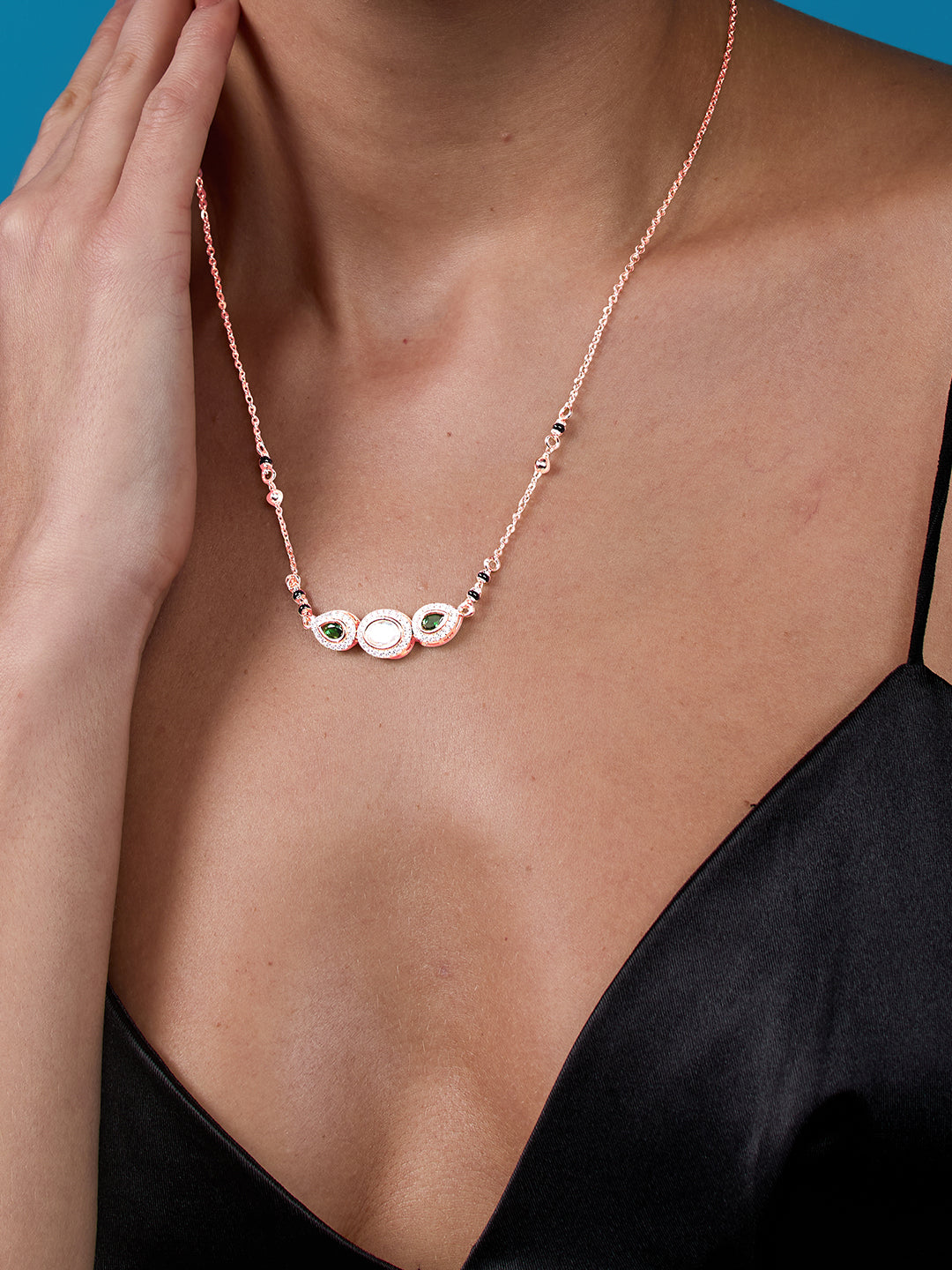 AIKA BY MINUTIAE 18K Gold Plated Chain Drop shaped Necklace for Women & Girls