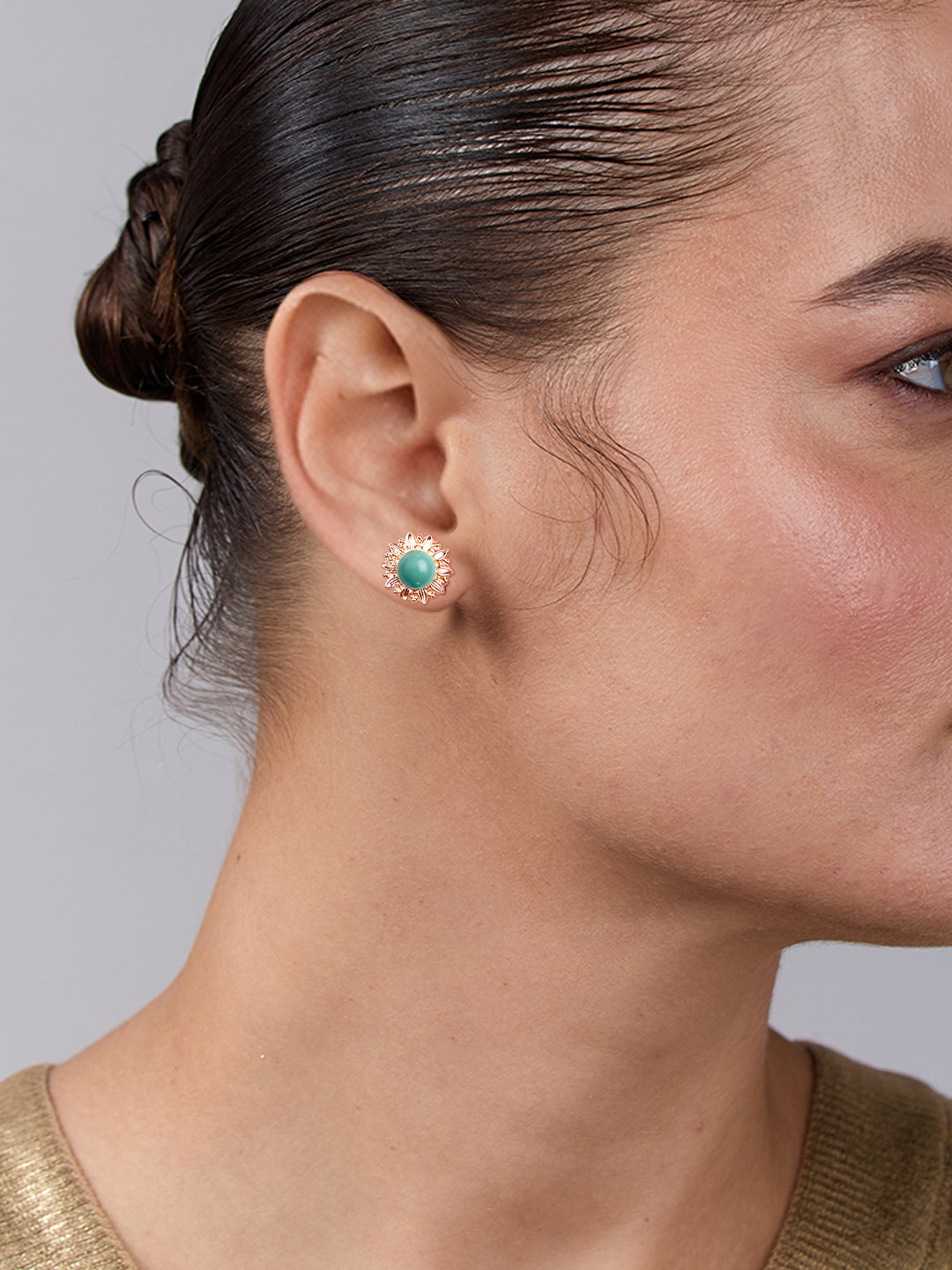 AIKA BY MINUTIAE 18K Gold Plated Turquoise Pearl Earring for Women