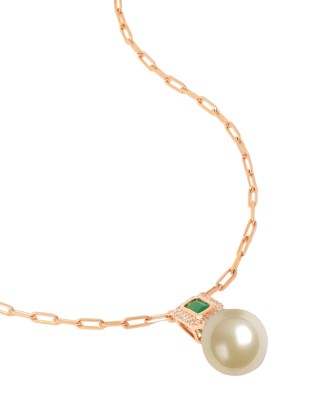 MINUTIAE Gold-Plated Artificial Stones Studded and Pearls Pendant With Chain