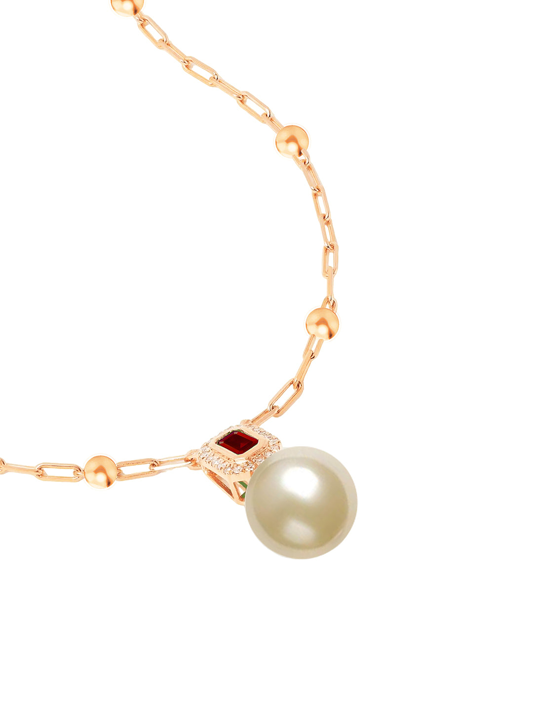 MINUTIAE Gold-Plated Artificial Stones Studded and Pearls Statement Necklace