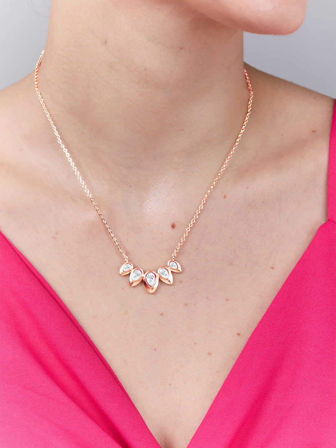 AIKA BY MINUTIAE 18K Women Brass Gold-Plated Drop Shaped Stone Necklace