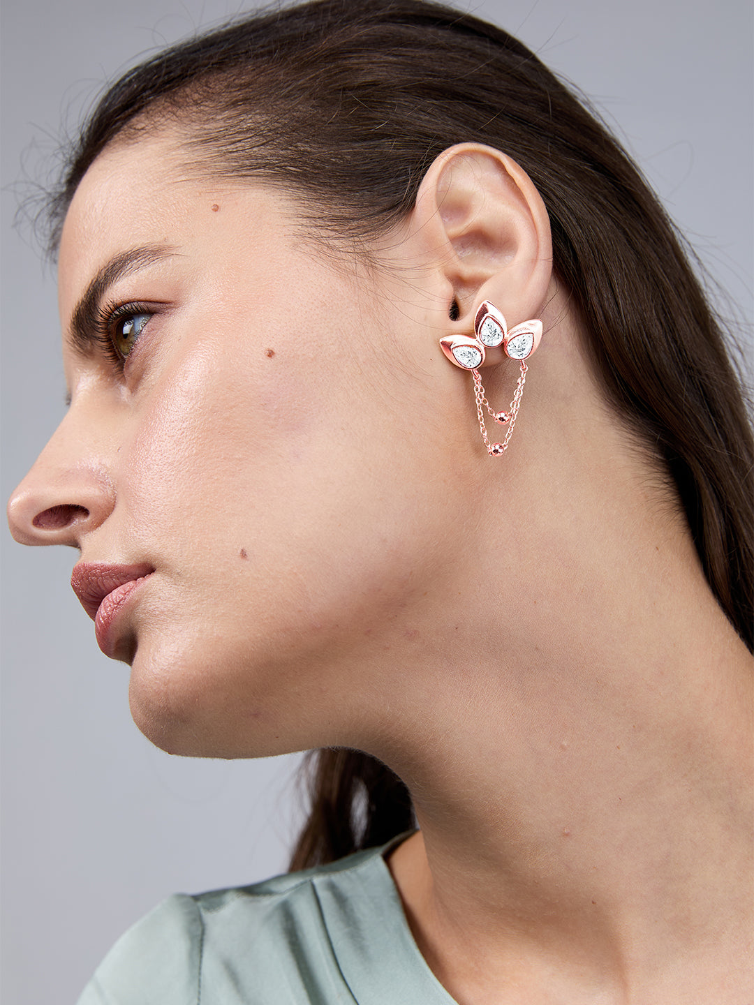 AIKA BY MINUTIAE 18K Women Rose Gold-Plated Floral Studs Earrings