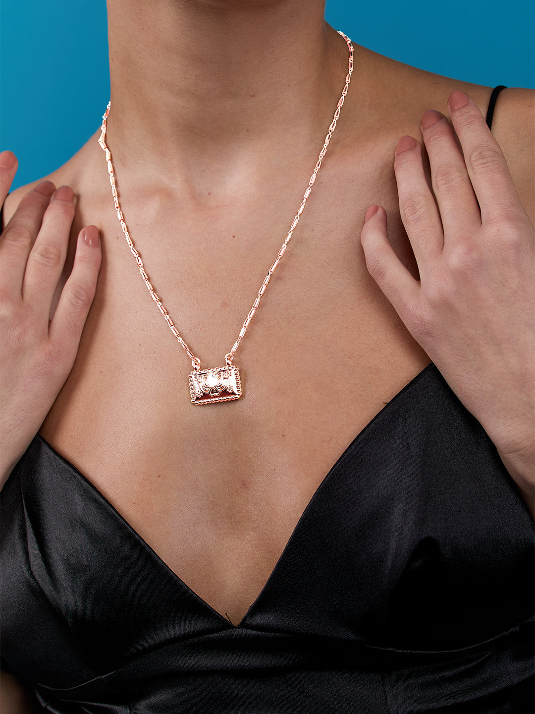 AIKA BY MINUTIAE 18K Gold Plated Chain Lotus shaped Necklace for Women & Girls