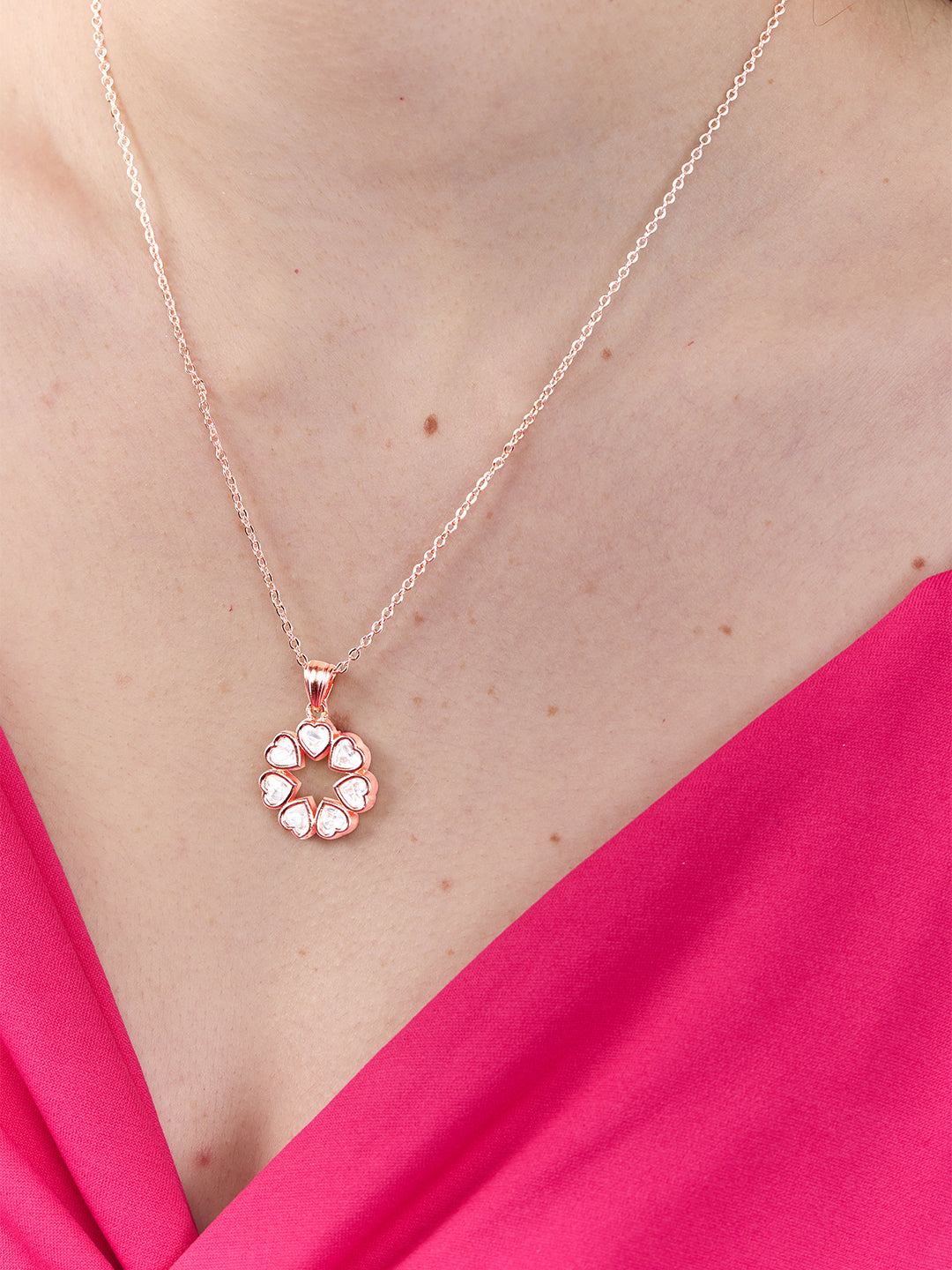 AIKA BY MINUTIAE 18K Gold Plated Chain Round Heart shaped Necklace for Women & Girls