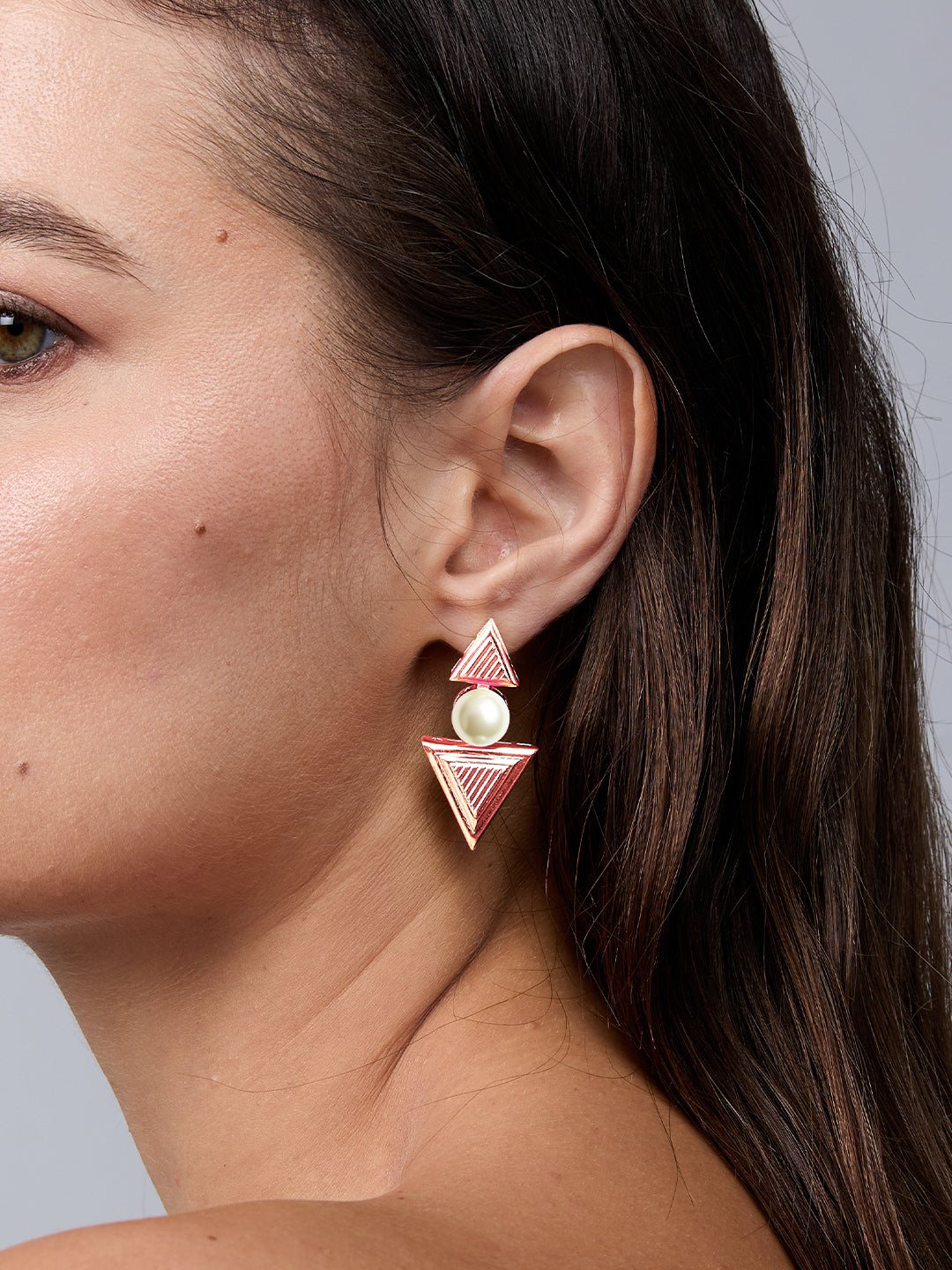 AIKA BY MINUTIAE 18K Women Gold Plated Triangular Drop Earrings