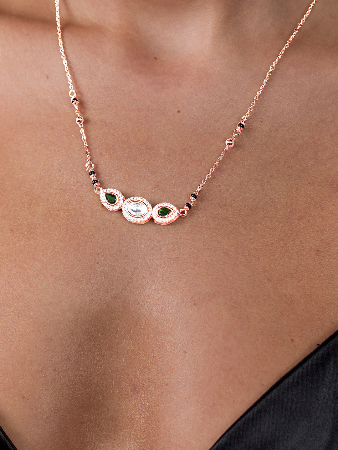 AIKA BY MINUTIAE 18K Gold Plated Chain Drop shaped Necklace for Women & Girls