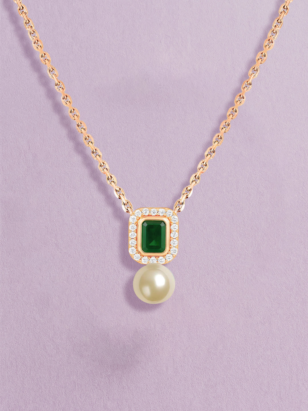 MINUTIAE Gold-Plated Artificial Stones Studded and Pearls Pendant With Chain