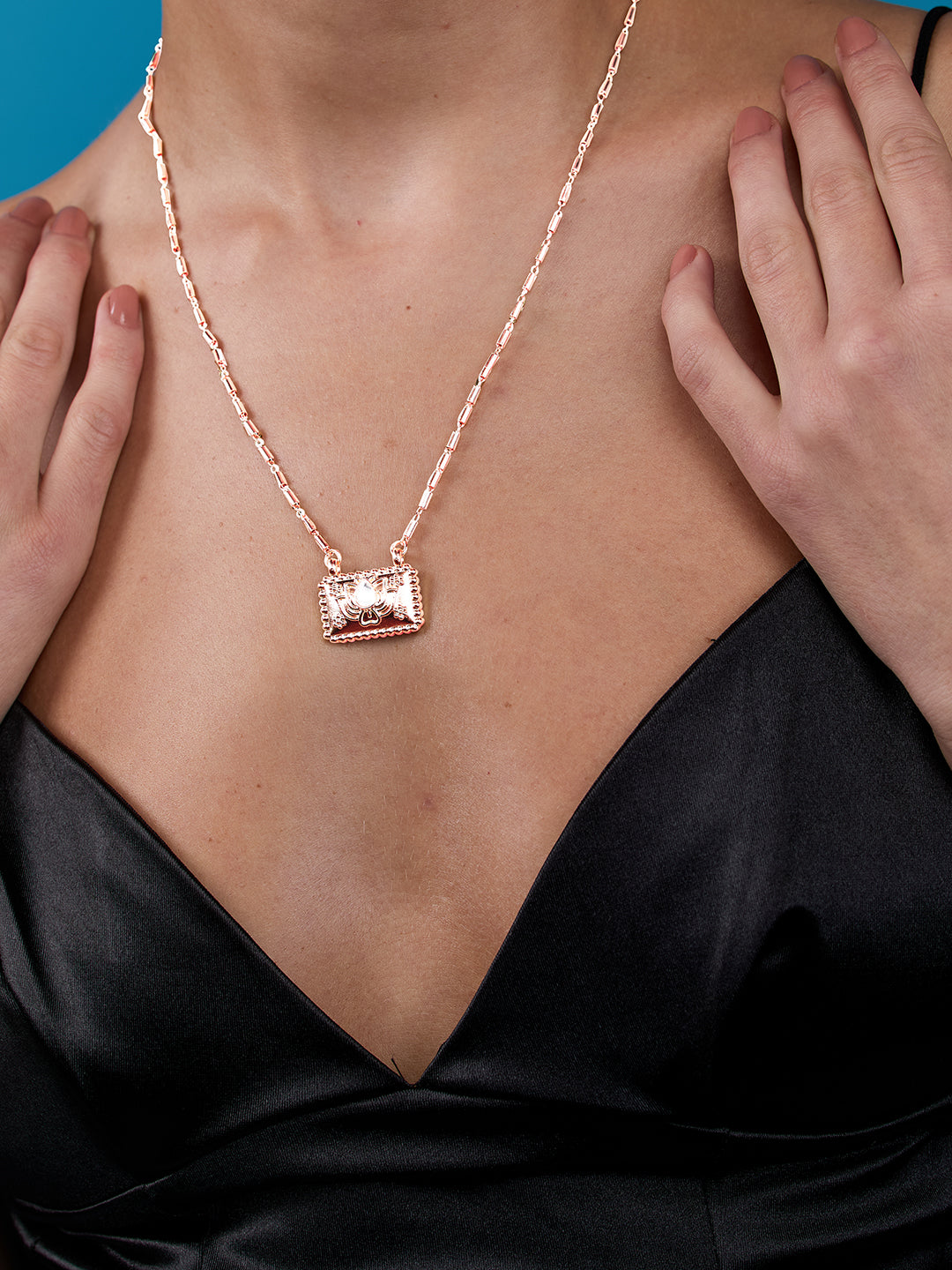 AIKA BY MINUTIAE 18K Gold Plated Chain Lotus shaped Necklace for Women & Girls