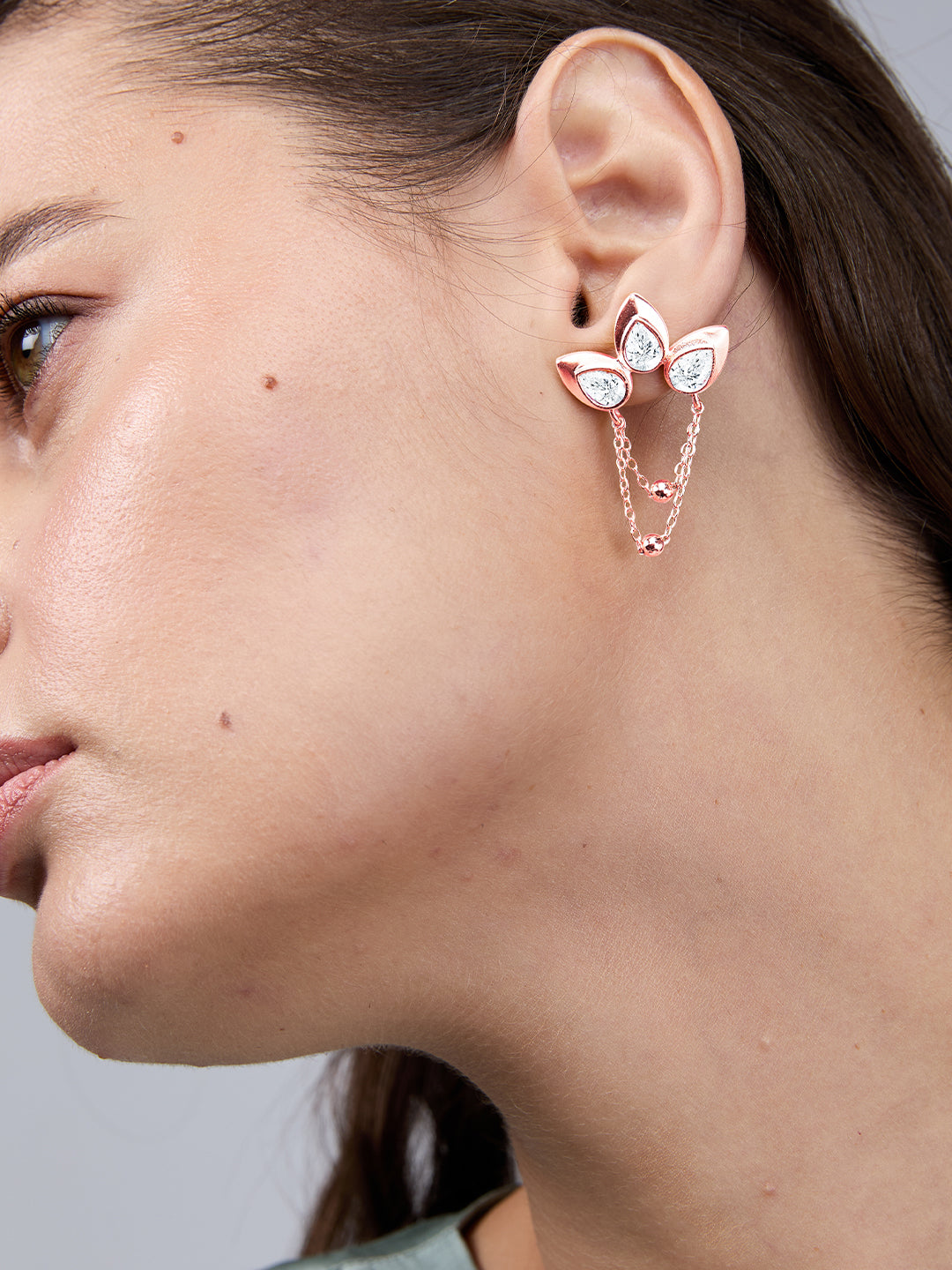 AIKA BY MINUTIAE 18K Women Rose Gold-Plated Floral Studs Earrings