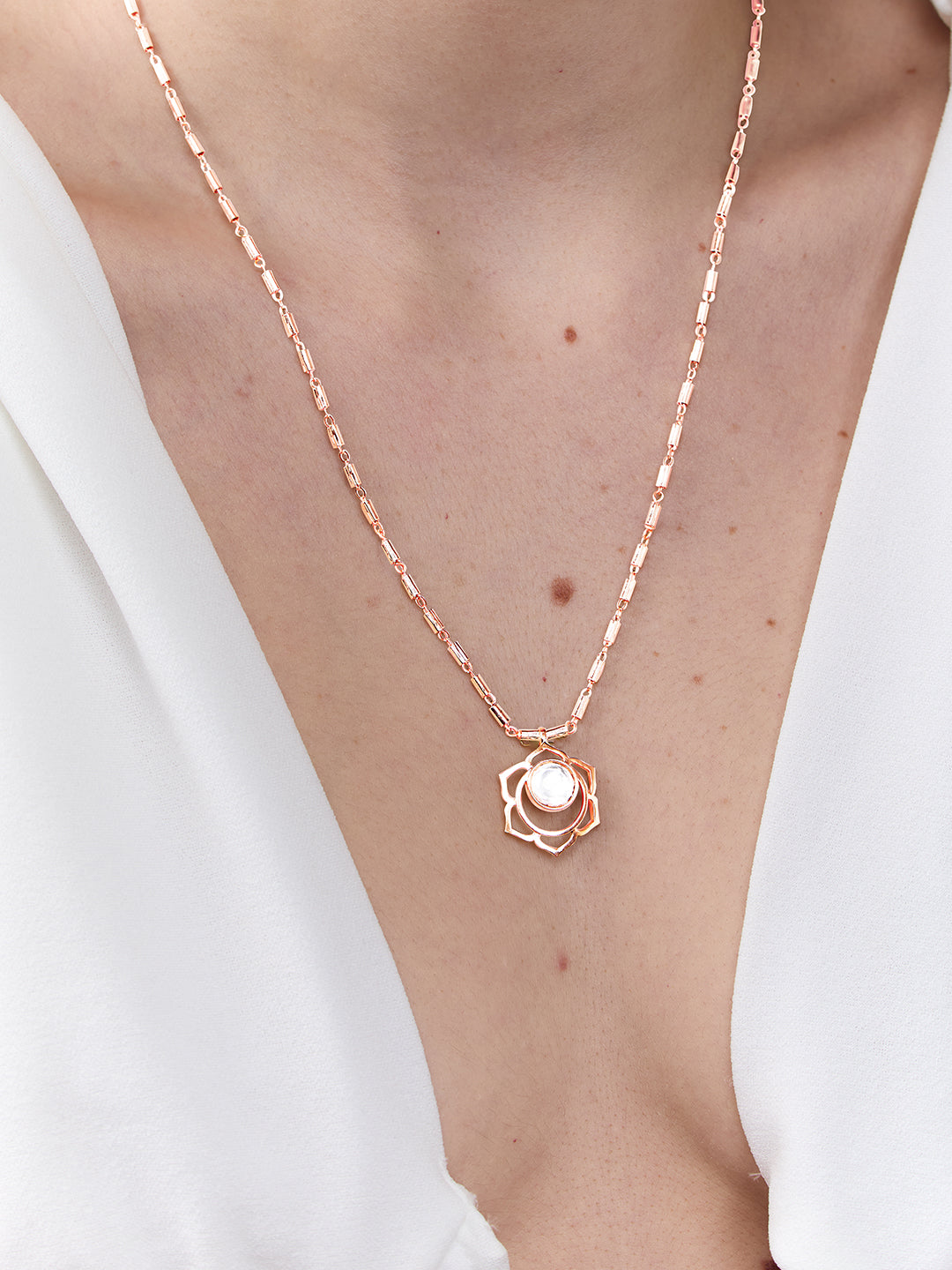 AIKA BY MINUTIAE 18K Gold Plated Chain Floral shaped Necklace for Women & Girls