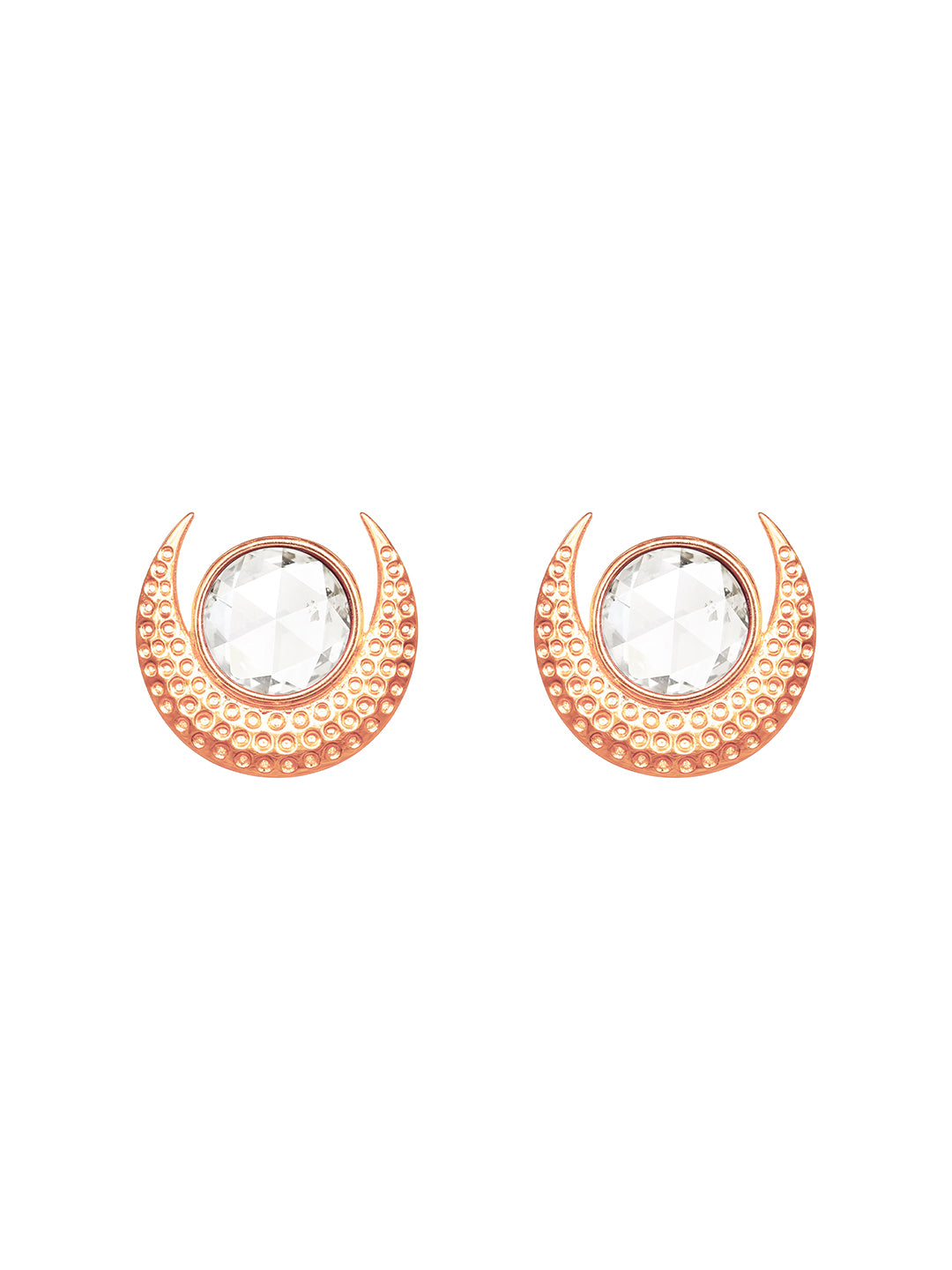 AIKA BY MINUTIAE 18K Women Gold Plated Crescent Shaped Studs Earrings