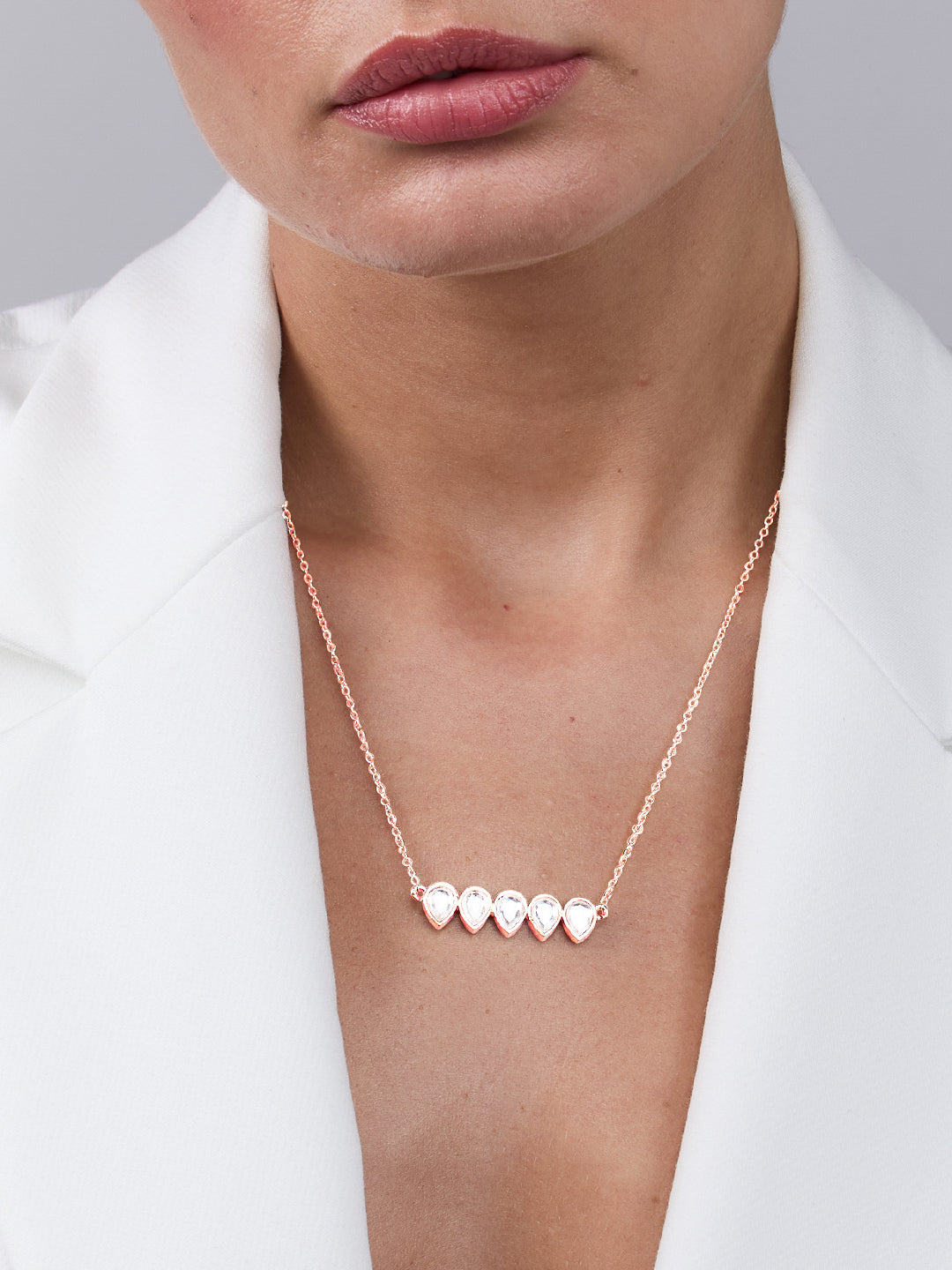 AIKA BY MINUTIAE 18K Gold Plated Drop shaped Brass Necklace for Women