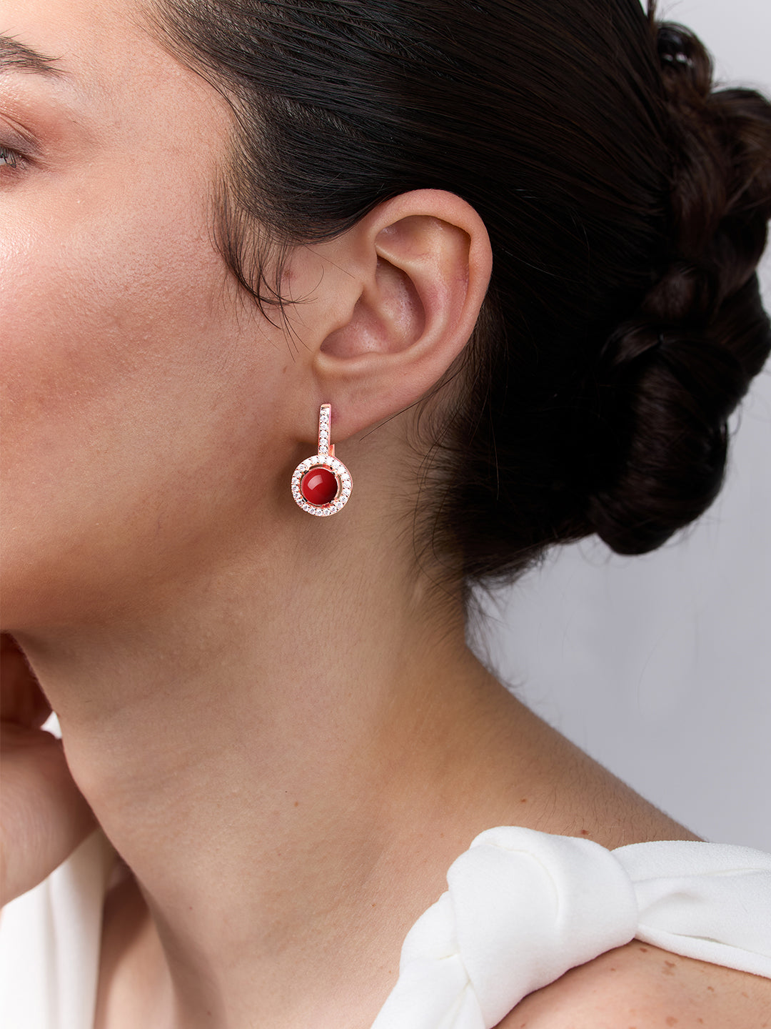 MINUTIAE Gold-Plated Stones Studded & Pearls Circular Drop Earrings