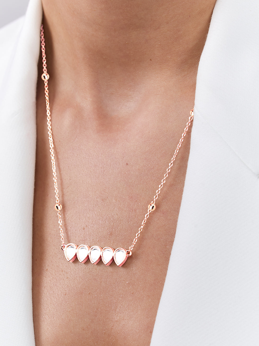 AIKA BY MINUTIAE 18K Gold Plated Chain Drop shaped Necklace for Women & Girls