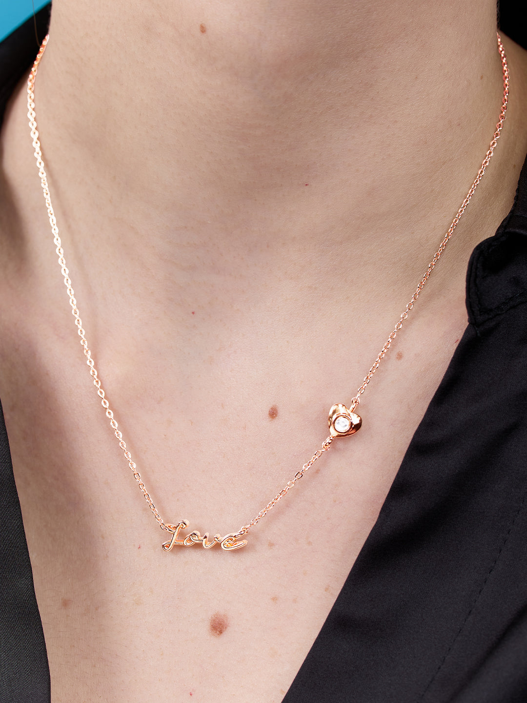 AIKA BY MINUTIAE 18K Gold Plated Love shaped Brass Necklace for Women