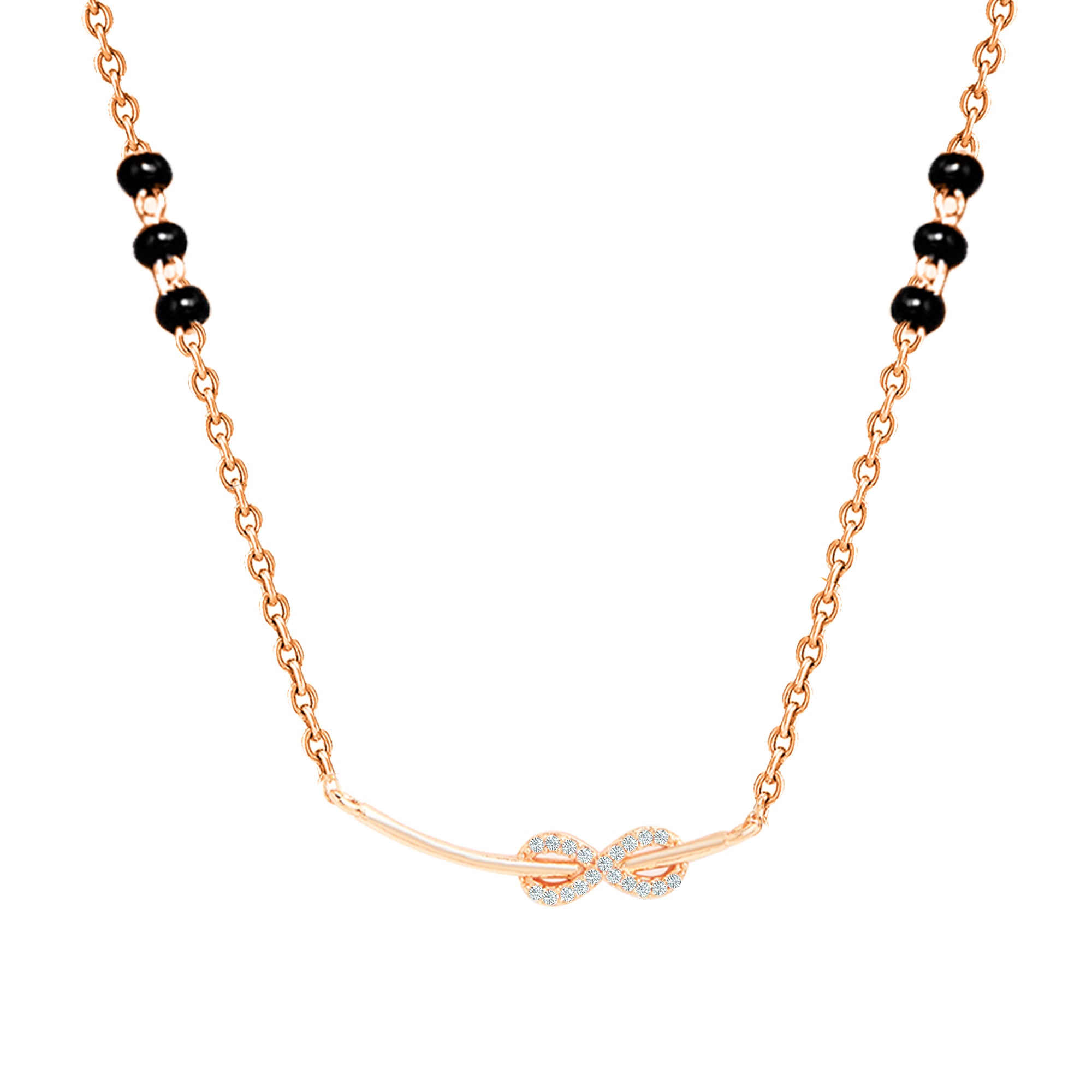 MINUTIAE Brass Gold-Plated Infinity Crystal Studded Mangalsutra Necklace