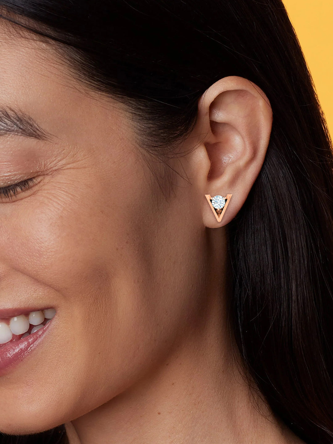 MINUTIAE Gold-Plated Artificial Stones Studded Triangular Shaped Studs