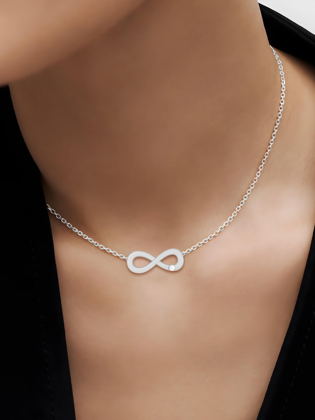 MINUTIAE Gold-Plated Artificial Stones Studded Infinity Shaped Minimal Necklace