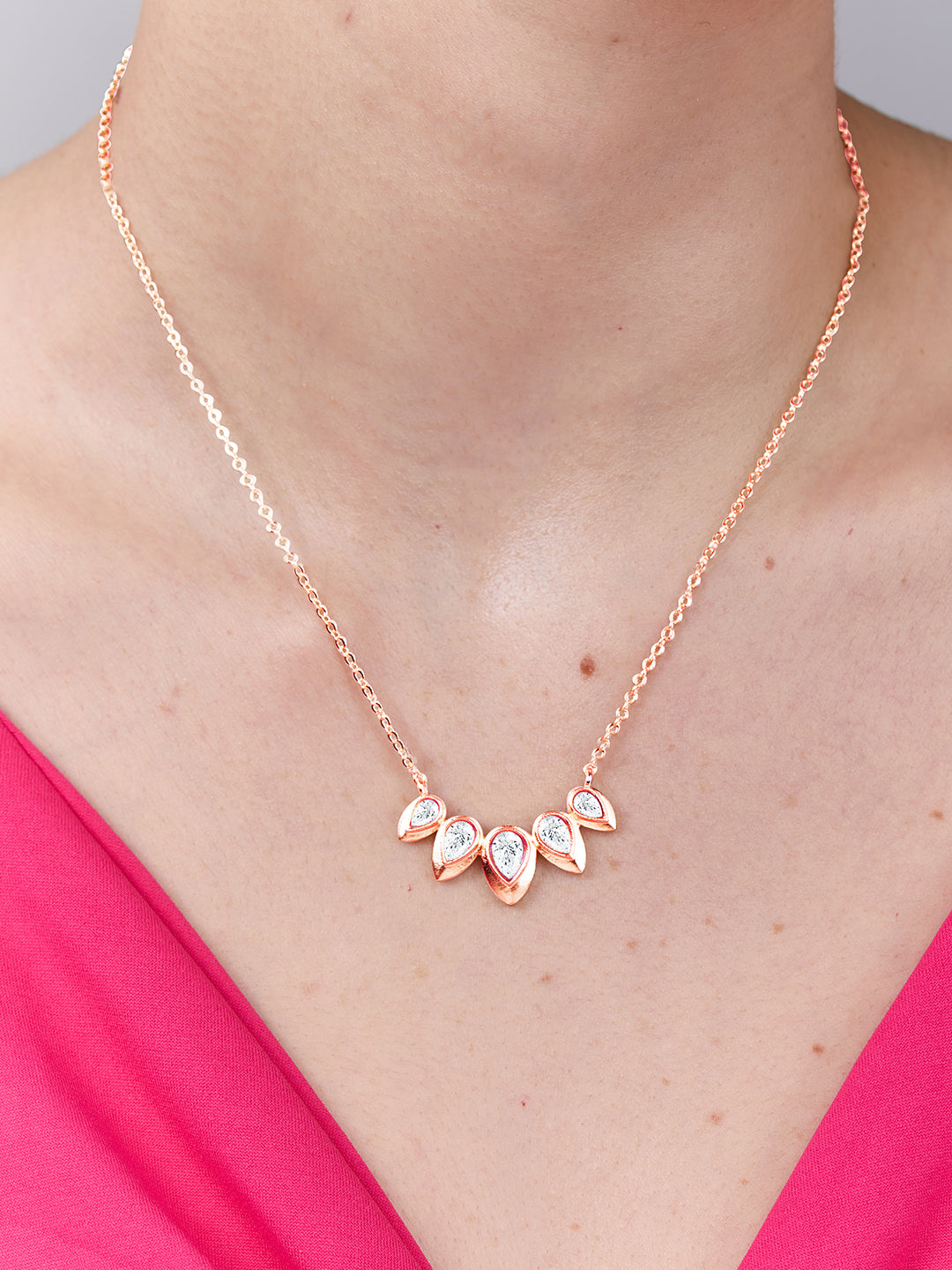 AIKA BY MINUTIAE 18K Women Brass Gold-Plated Drop Shaped Stone Necklace