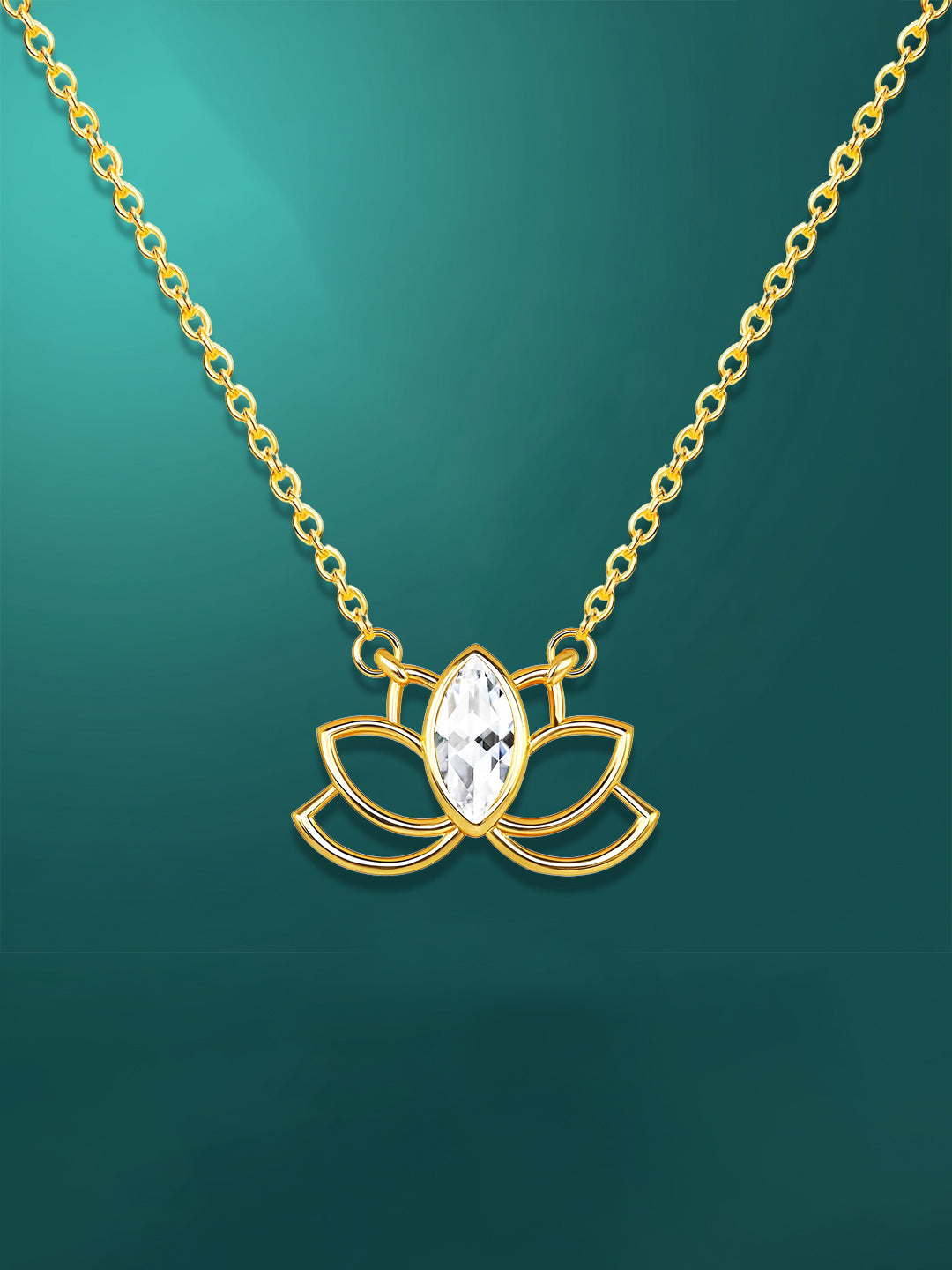 AIKA BY MINUTIAE 18k Women Gold Lotus Flower Necklace for Women & Girls