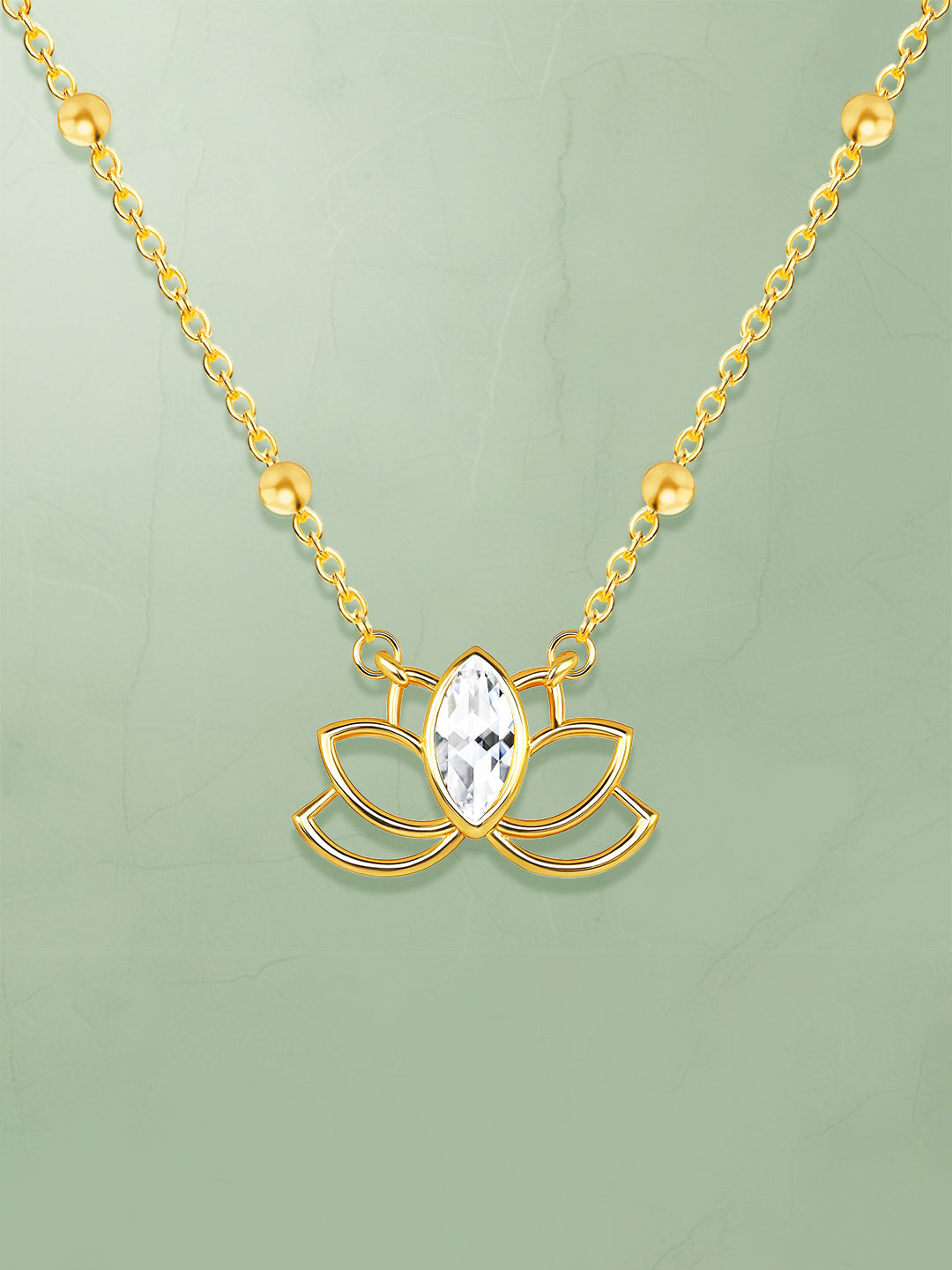 AIKA BY MINUTIAE 18k Women Gold Lotus Flower Necklace for Women & Girls