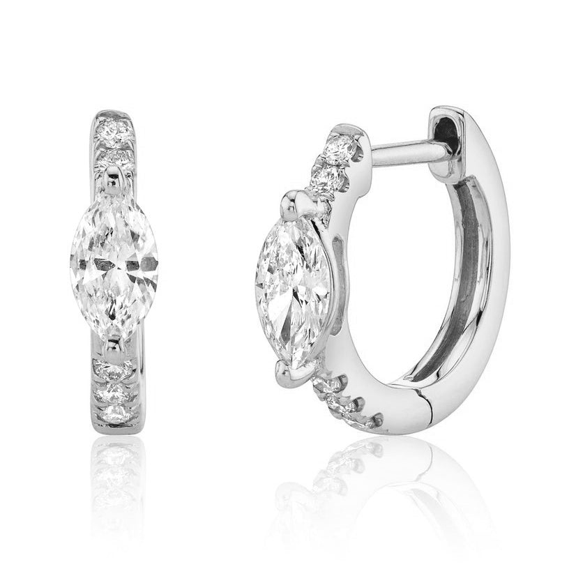 MINUTIAE Gold Plated White Contemporary Hoop Earrings For Women's & Girl