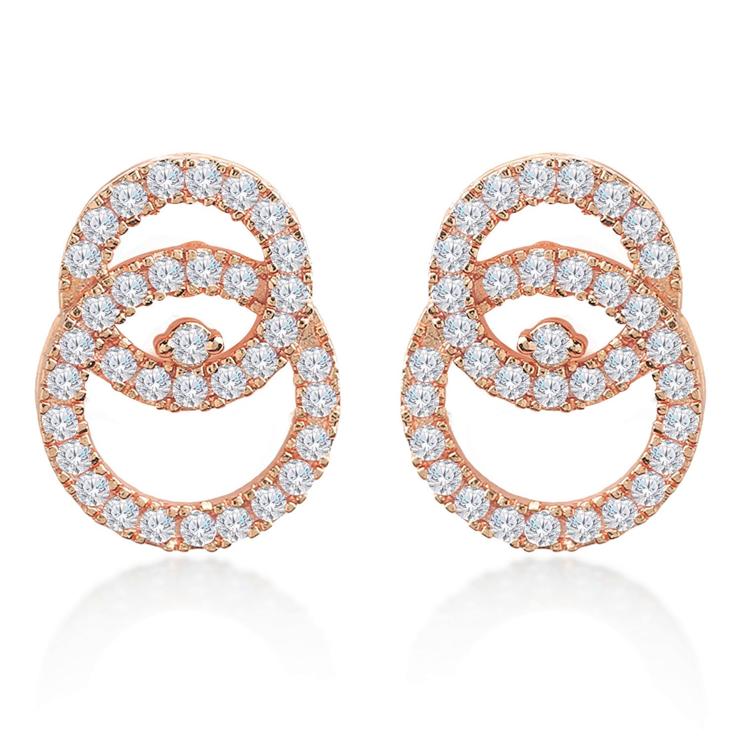 MINUTIAE Gold-Plated & White Circular Studs For Women's & Girl