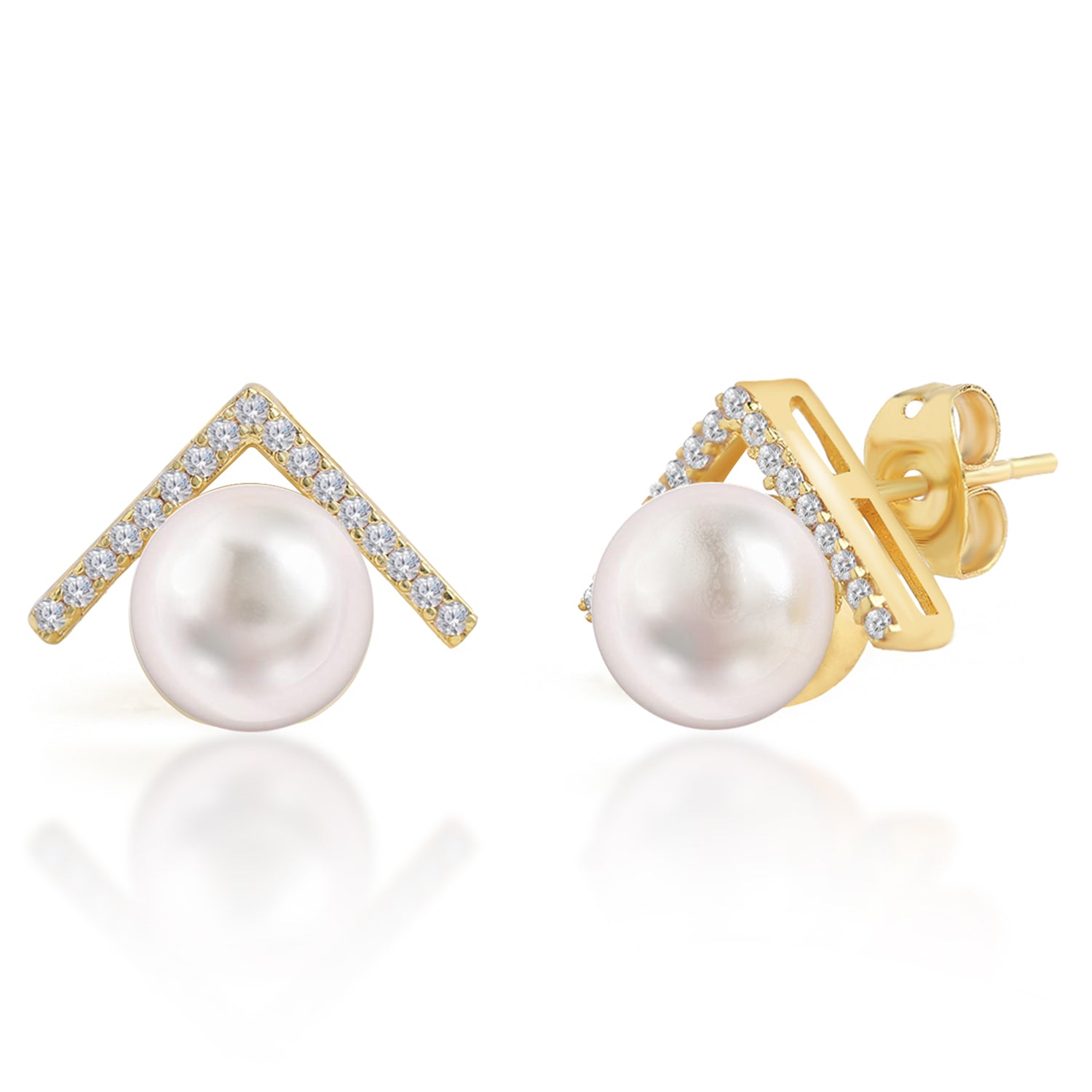 MINUTIAE Gold-Toned Geometric Studs Earrings For Women's & Girl