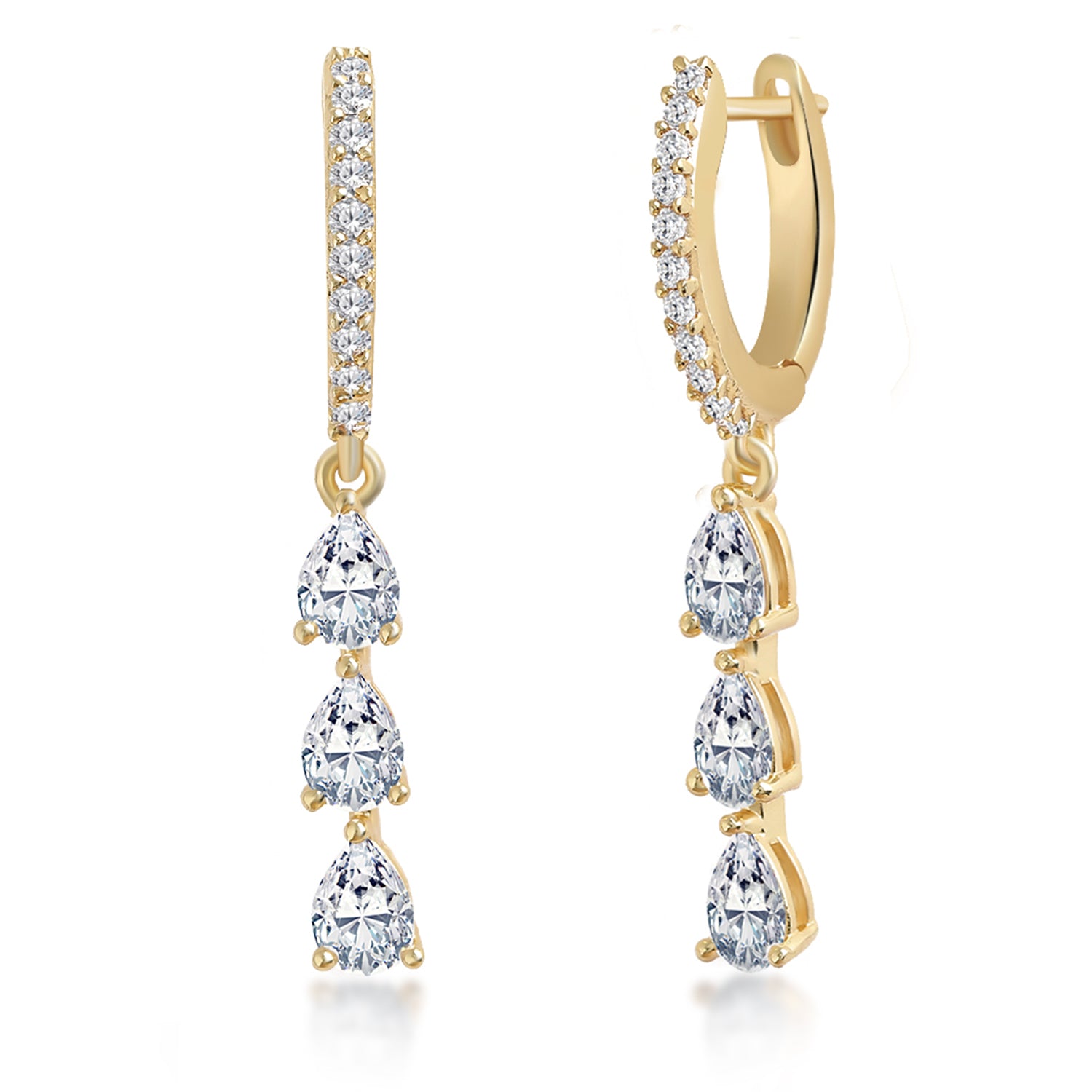 MINUTIAE Gold-Toned Teardrop Shaped Drop Earrings For Women's & Girl