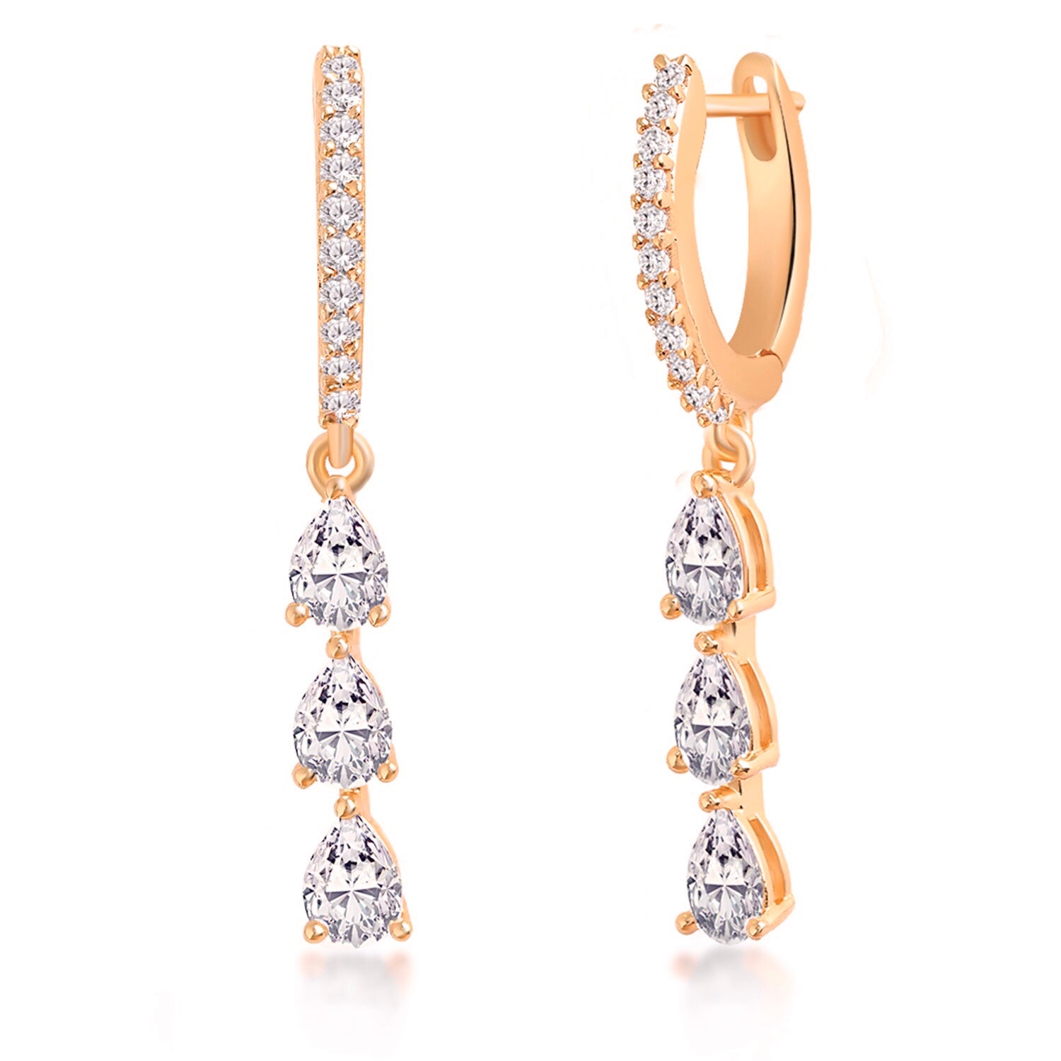 MINUTIAE Gold-Toned Teardrop Shaped Drop Earrings For Women's & Girl