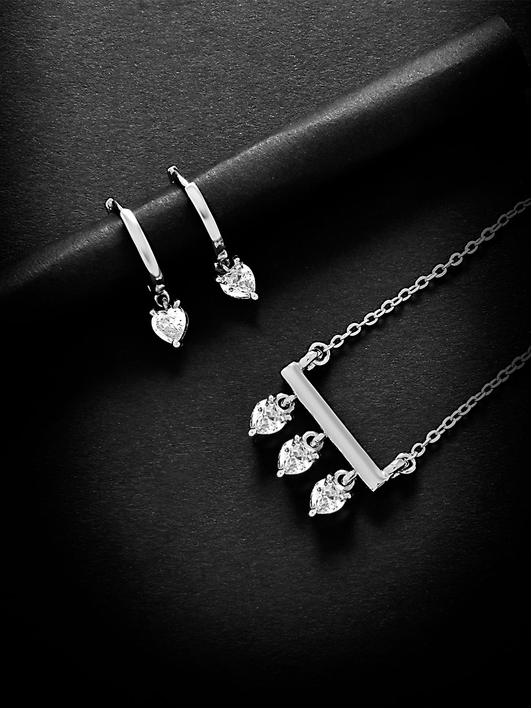 MINUTIAE Gold_Plated White Crystals Stone_Studded necklace and a pair of earrings Jewellery Set