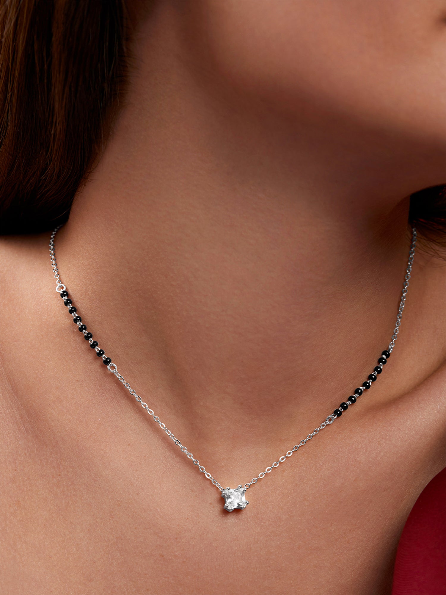 MINUTIAE Gold-Plated Crystal-Studded  & Beaded Mangalsutra For Women's