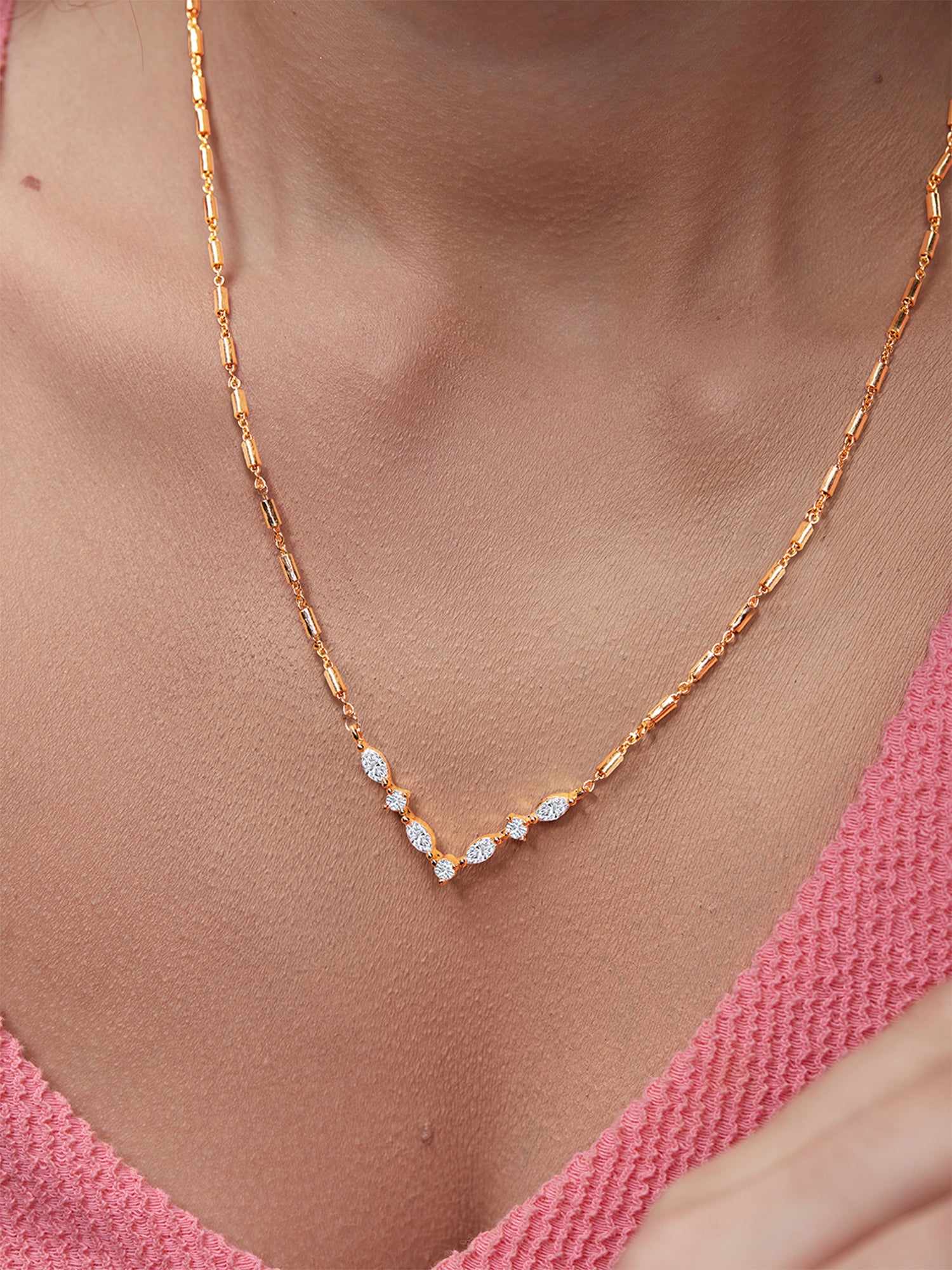 MINUTIAE Gold-Plated Stones-Studded Necklace