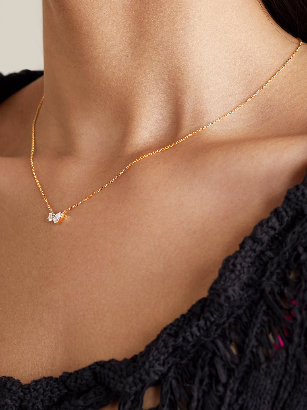 MINUTIAE Brass Gold-Plated Crystal Studded Necklace