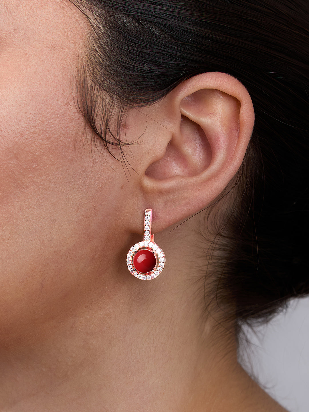 MINUTIAE Gold-Plated Stones Studded & Pearls Circular Drop Earrings