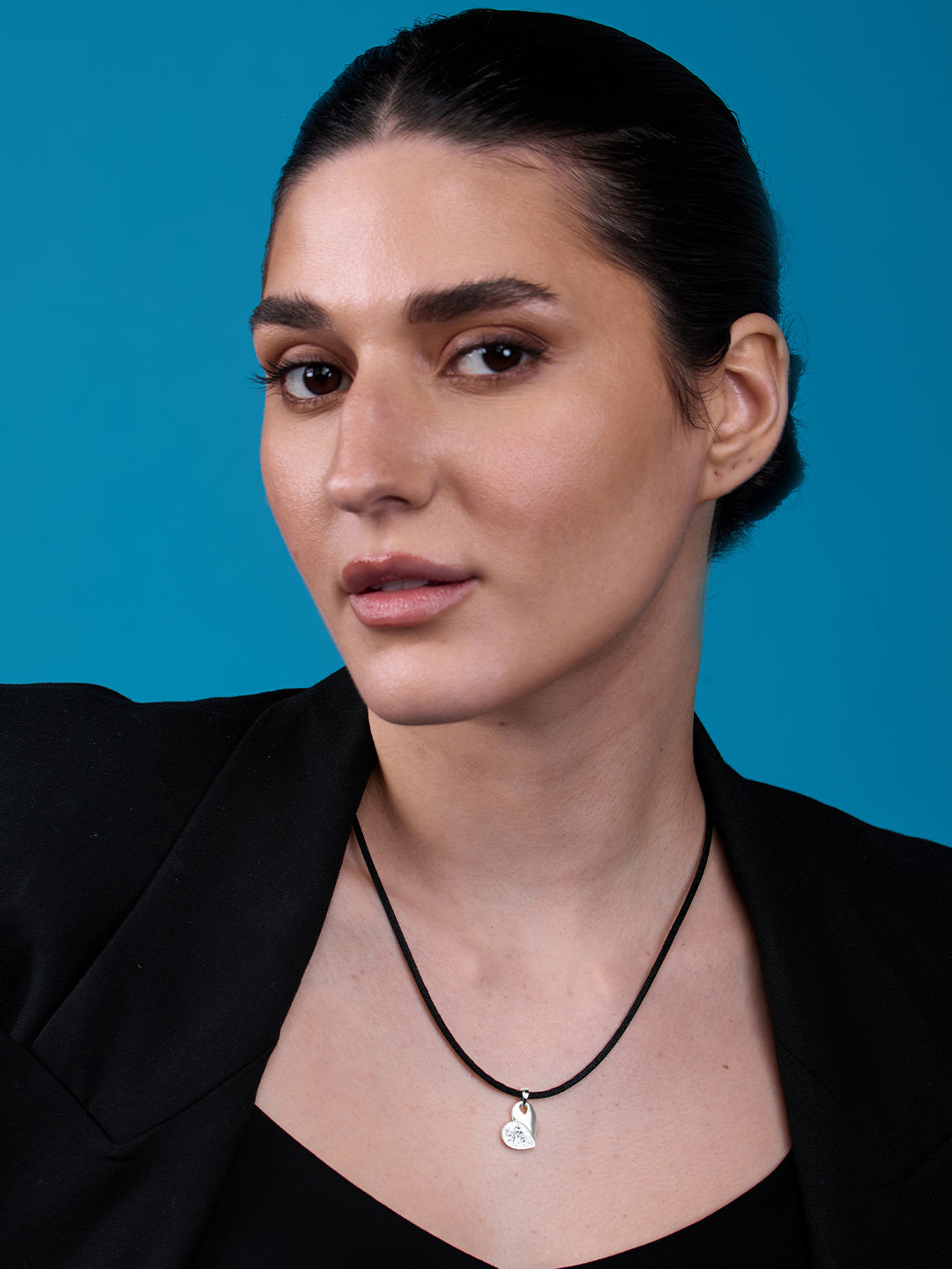 18K Gold Plated Heart Crystal Pendant Necklace with Black Cord | Hypoallergenic Minimal Jewelry