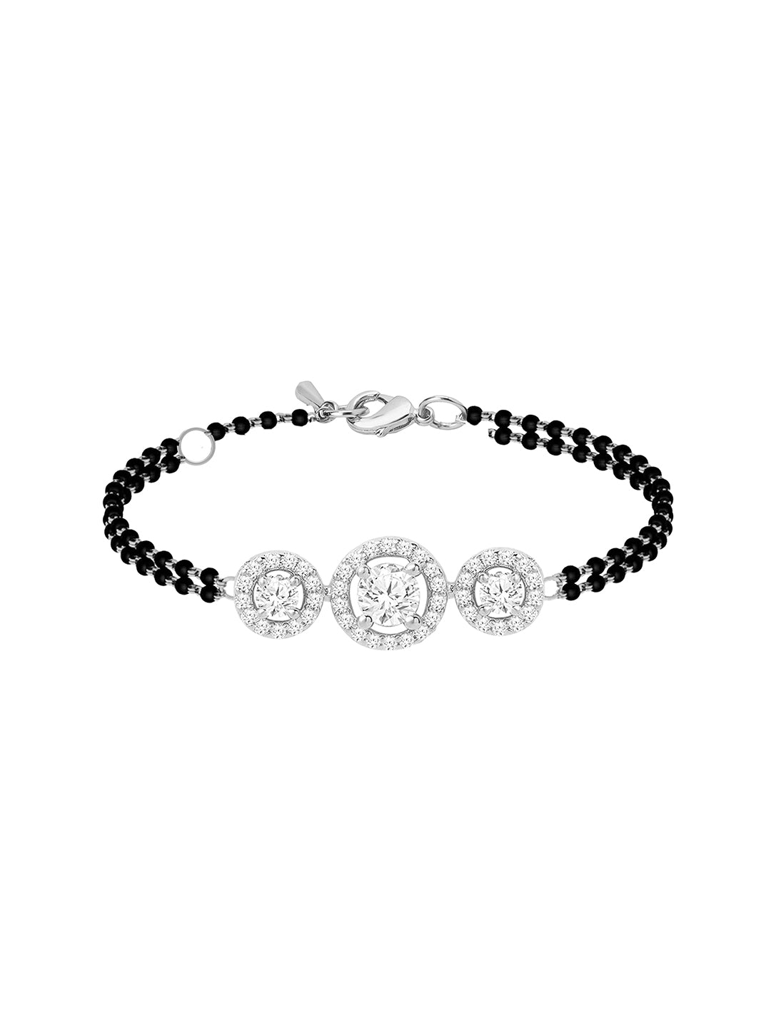 MINUTIAE Gold-Plated Crystals Studded and Beaded Wraparound Mangalsutra Bracelet