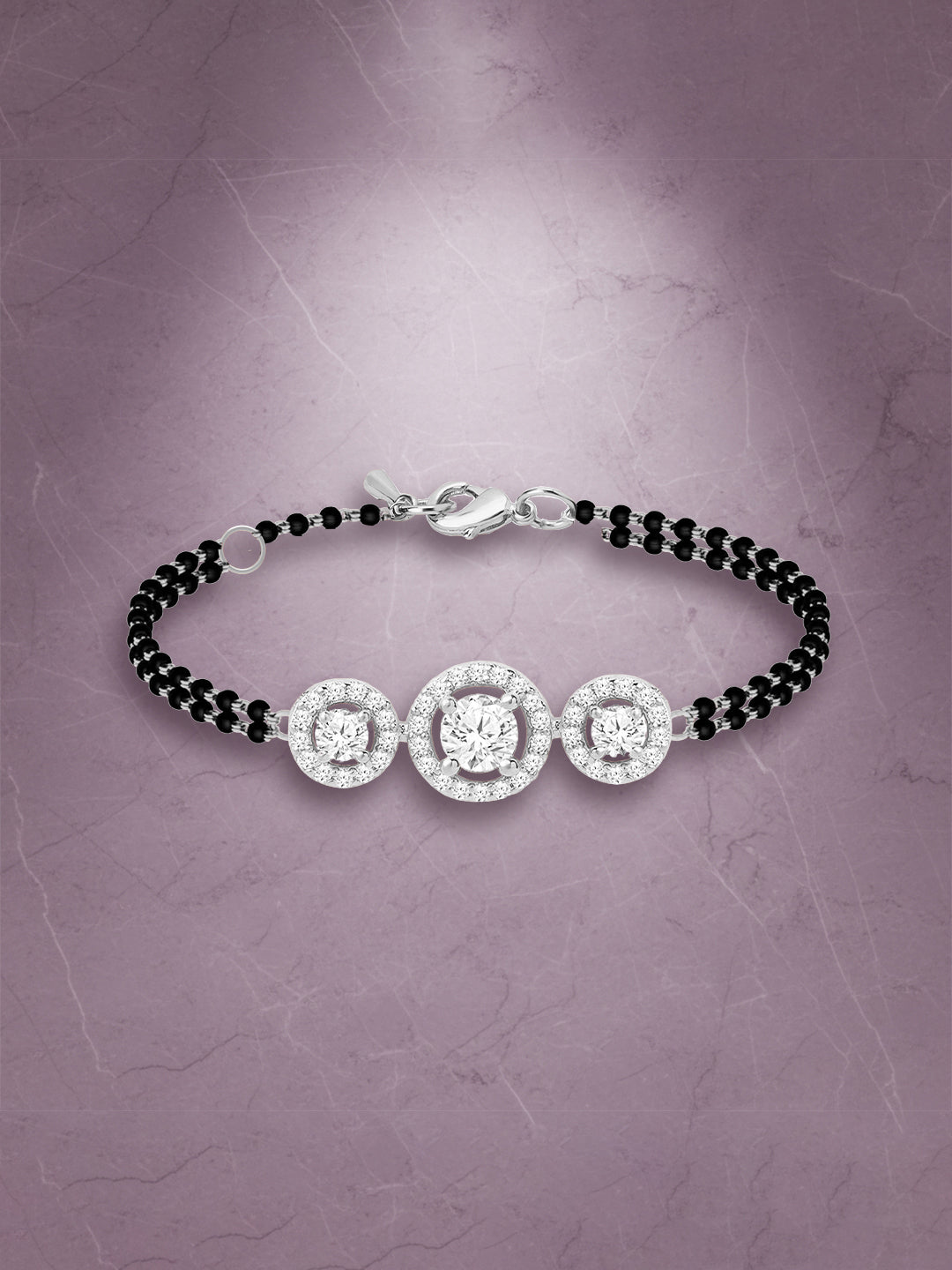 MINUTIAE Gold-Plated Crystals Studded and Beaded Wraparound Mangalsutra Bracelet