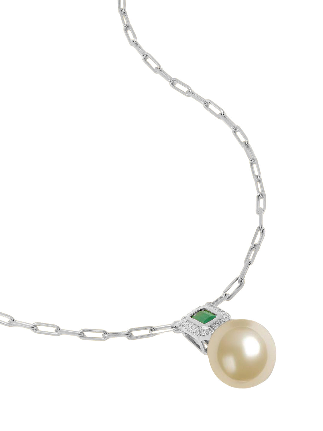MINUTIAE Gold-Plated Artificial Stones Studded and Pearls Pendant With Chain