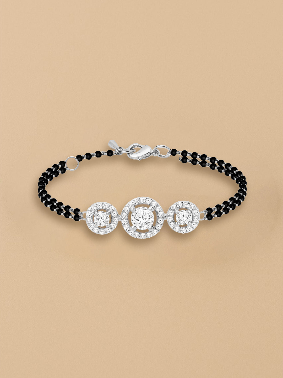 MINUTIAE Gold-Plated Crystals Studded and Beaded Wraparound Mangalsutra Bracelet