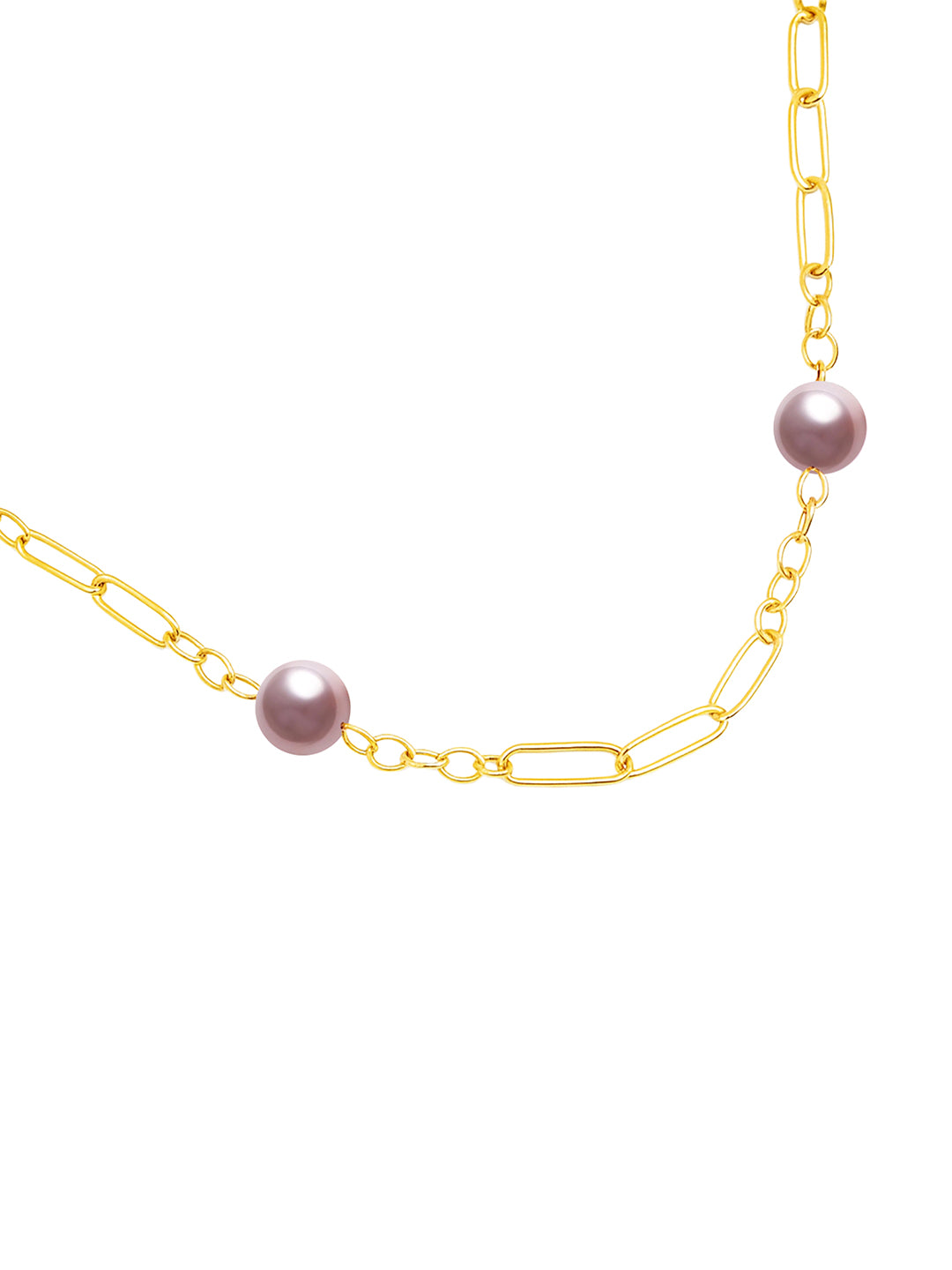 Pearl Link Chain Necklace – Gold Finish